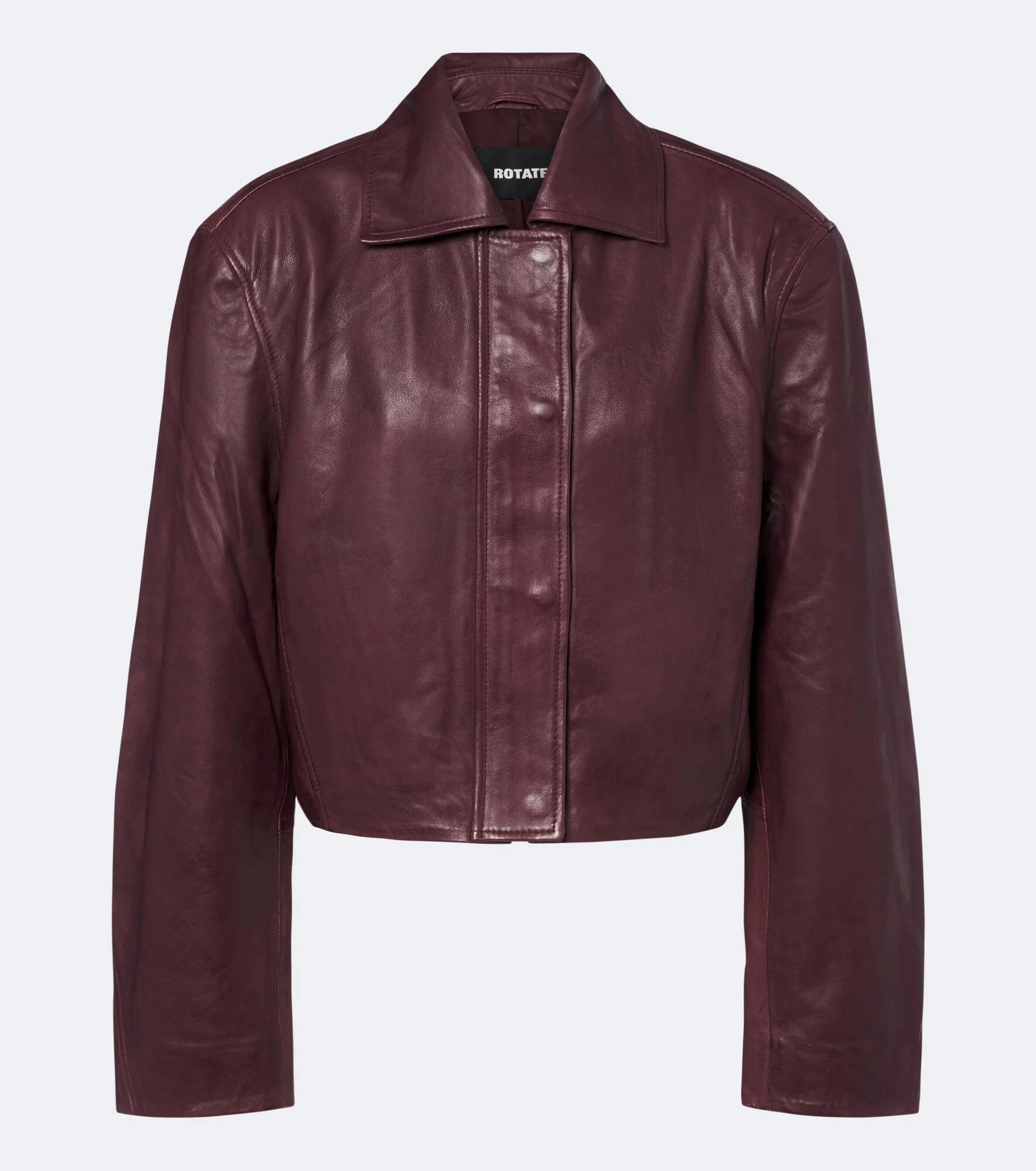 Cropped leather jacket - 1