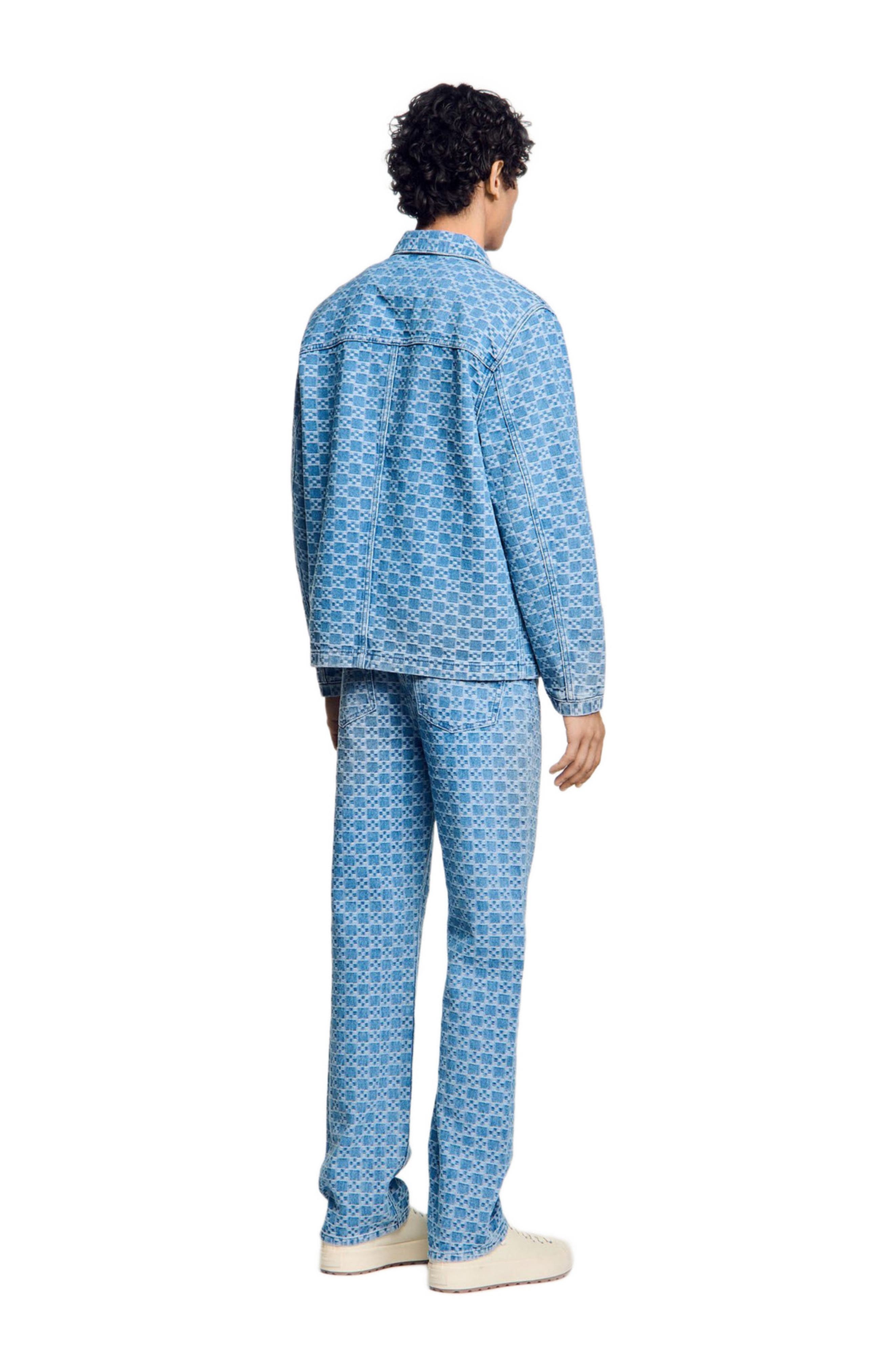 SANDRO Square cross denim jacket in Blue Vintage - 2