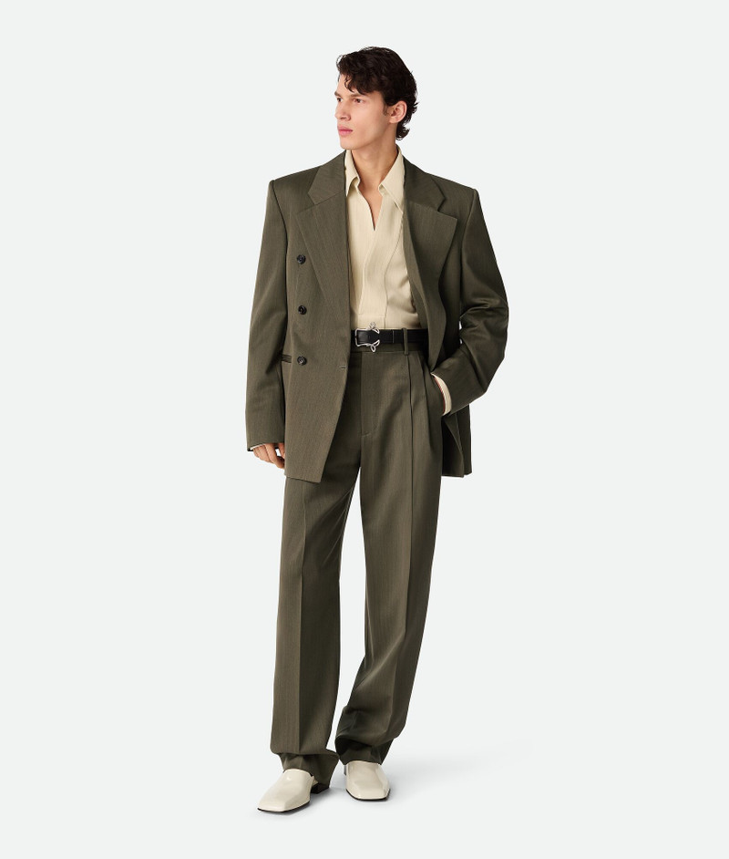 Wool Subtle Chevron Straight Trousers 4