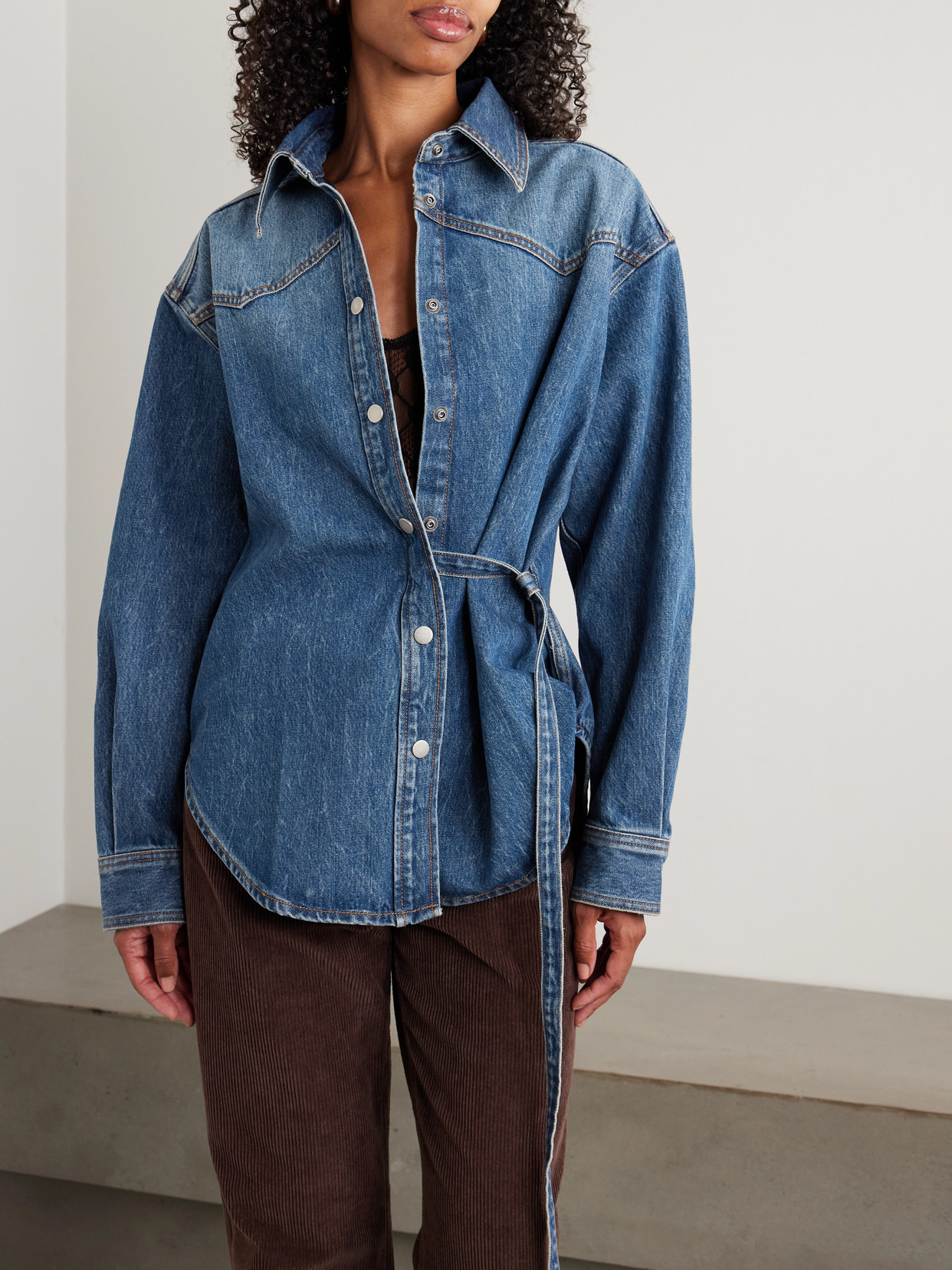 Belted Denim Shirt - 4