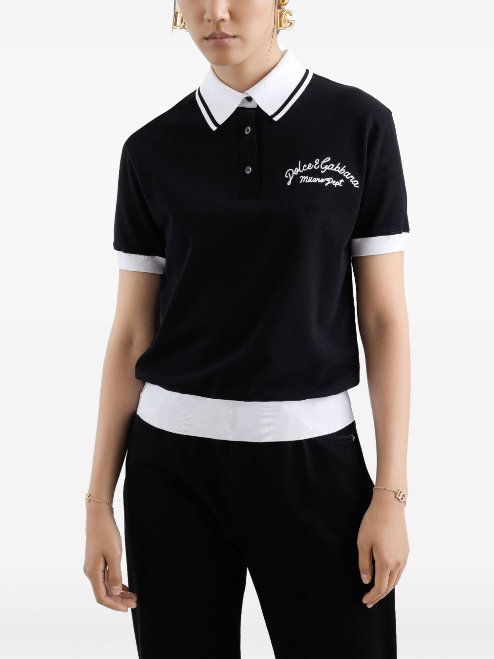 logo-embroidered cotton polo top - 4