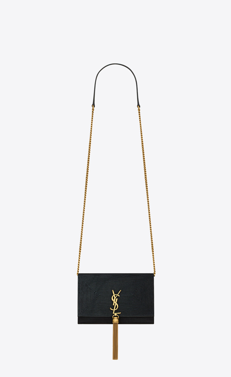 kate chain wallet with tassel in satin 1