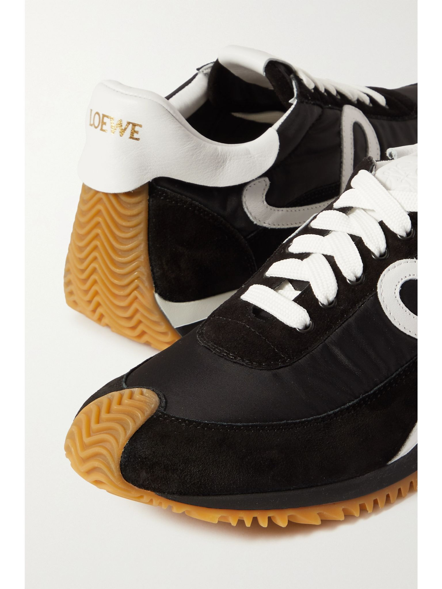 Flow logo-appliquéd leather and shell sneakers Black - 4
