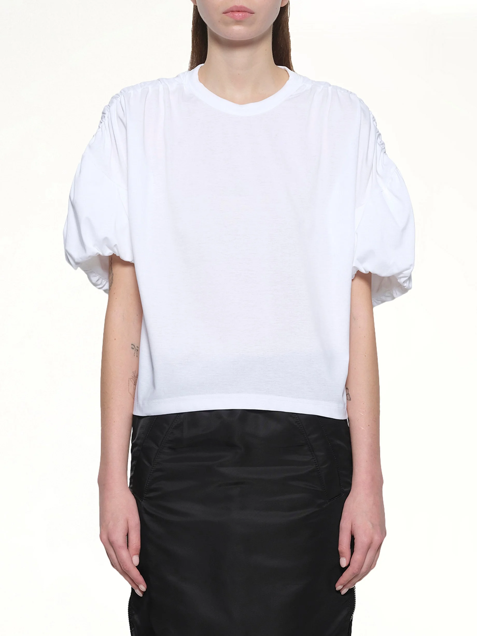 Cotton Ponte T-Shirt in White - 1