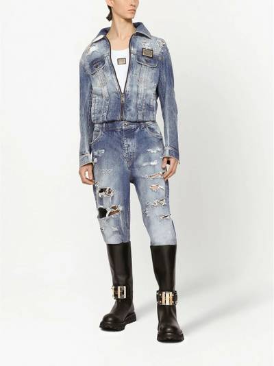 Dolce & Gabbana distressed denim cropped jumpsuit outlook