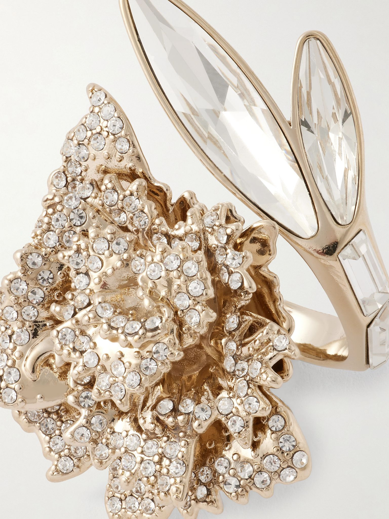 Carnation gold-tone crystal ring Silver - 4