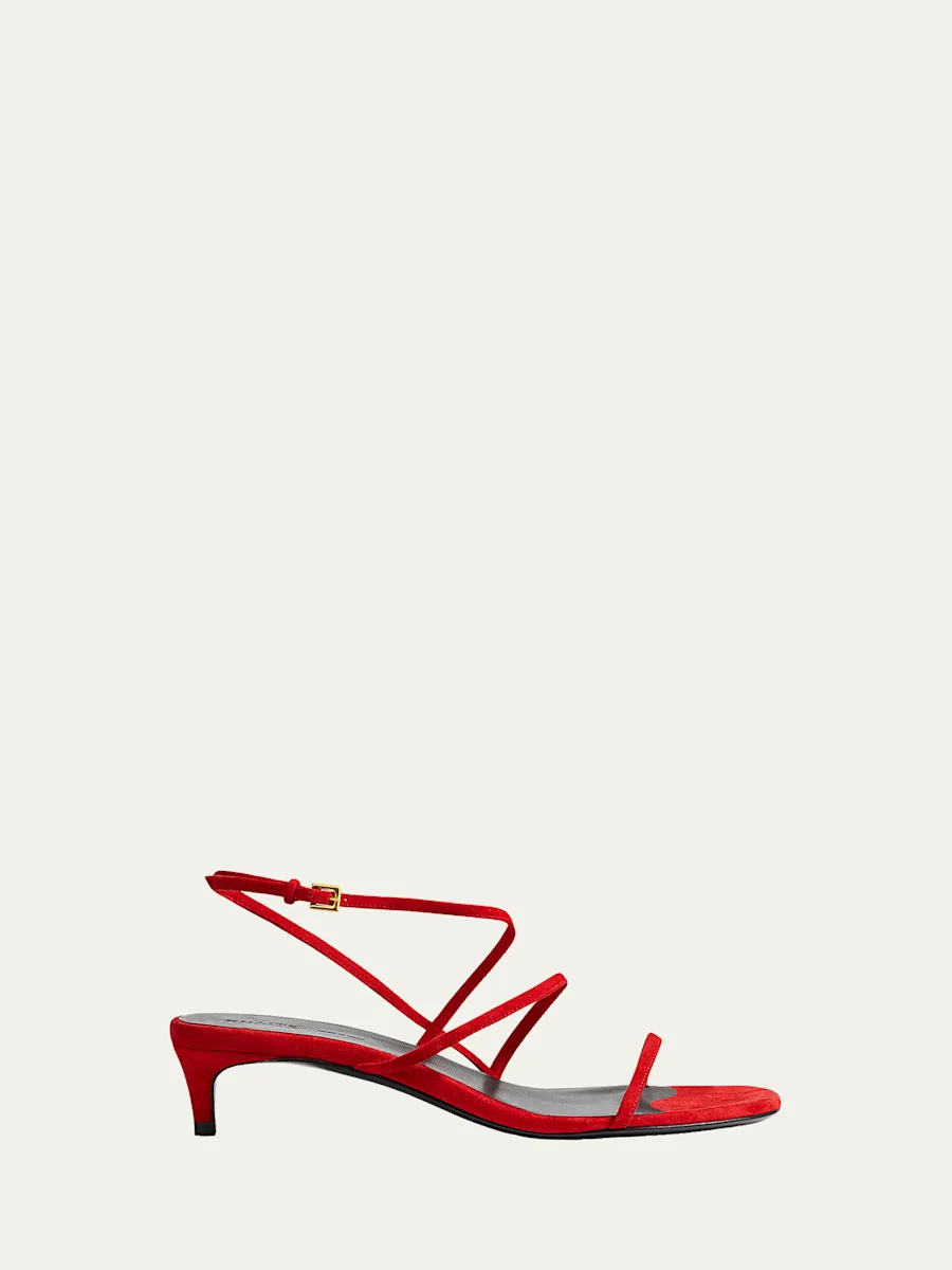 Loop Suede Kitten-Heel Sandals - 1