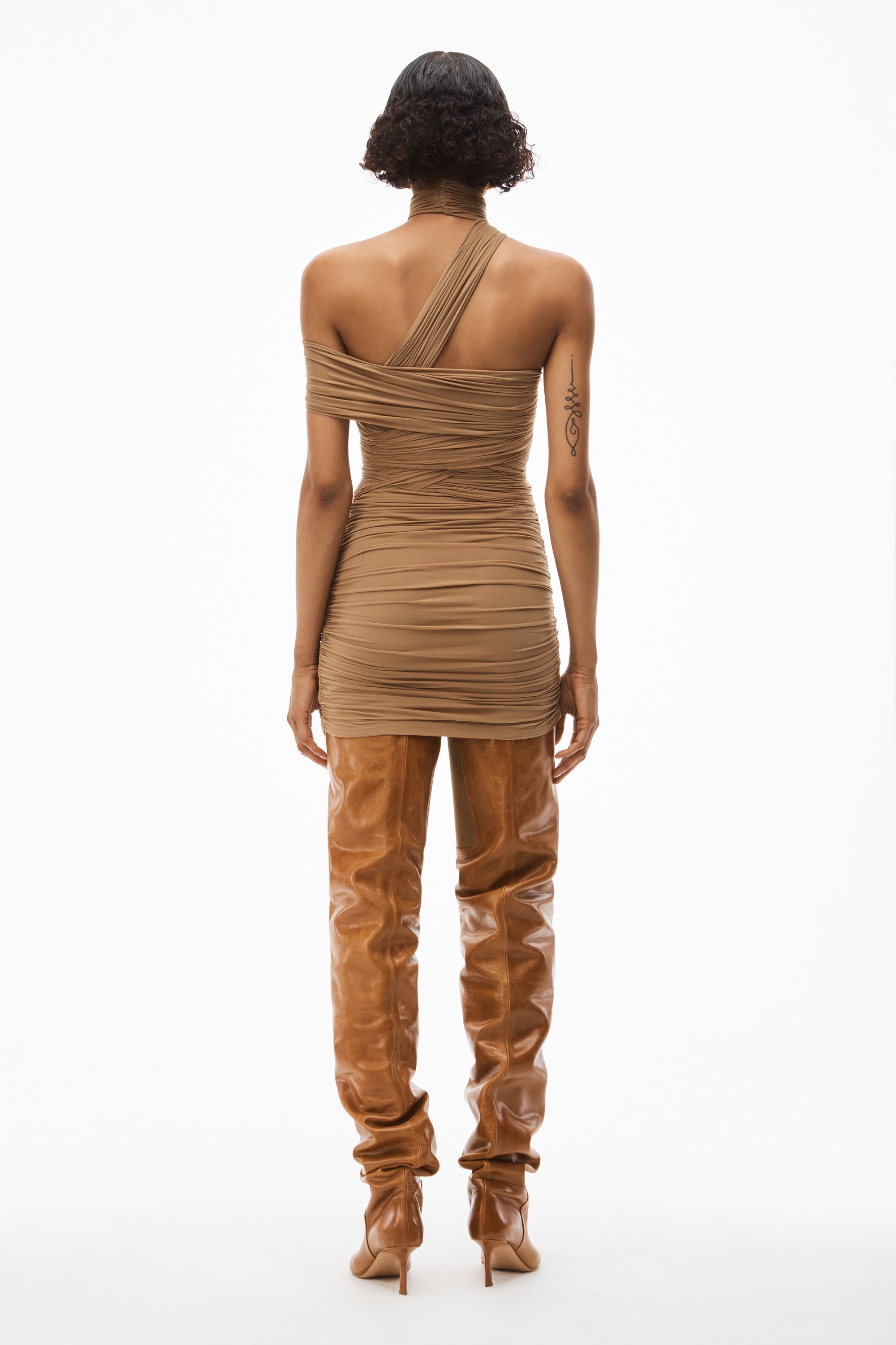 RUCHED HALTER DRESS IN HOSIERY JERSEY - 5