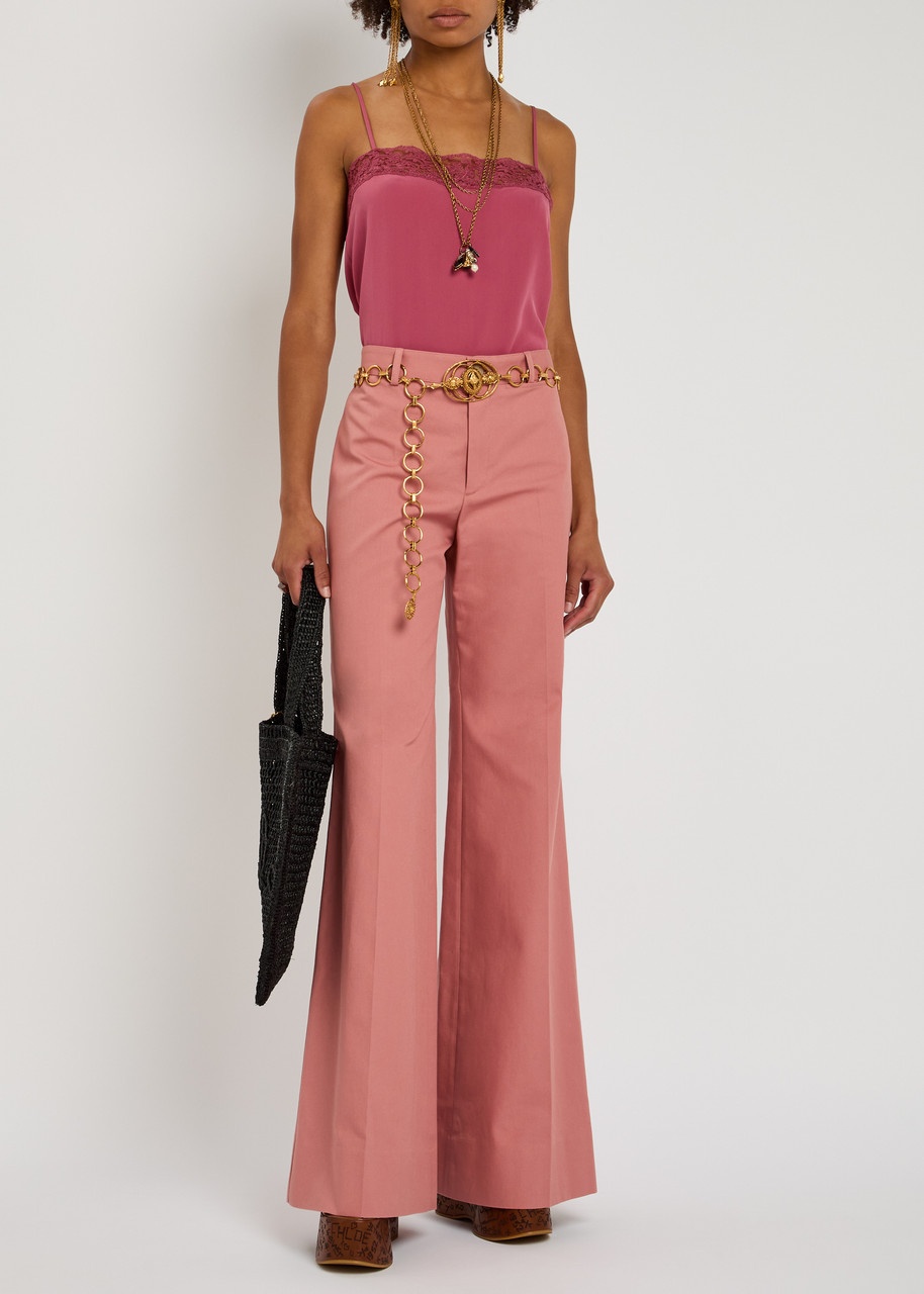 Chloe Flared-leg Canvas Trousers - 4