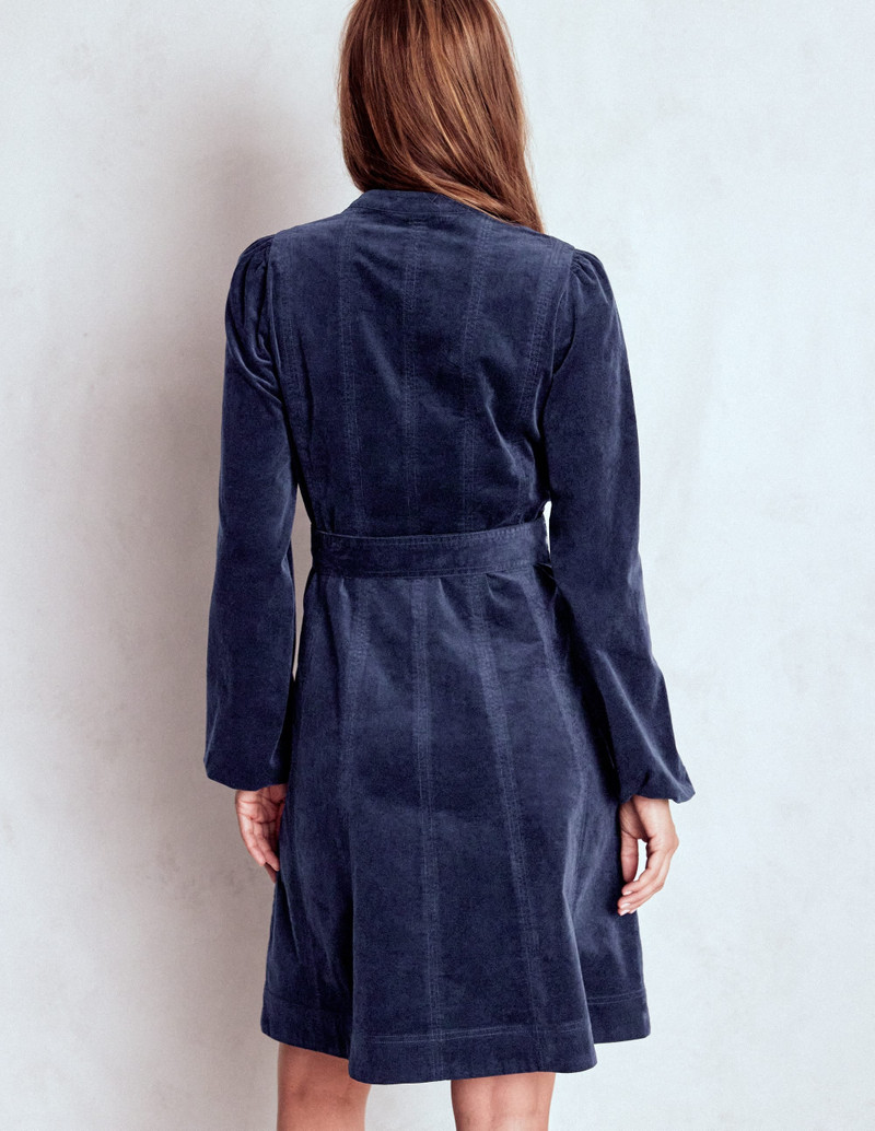 Ros Panelled Cord Short Dress-Navy 4