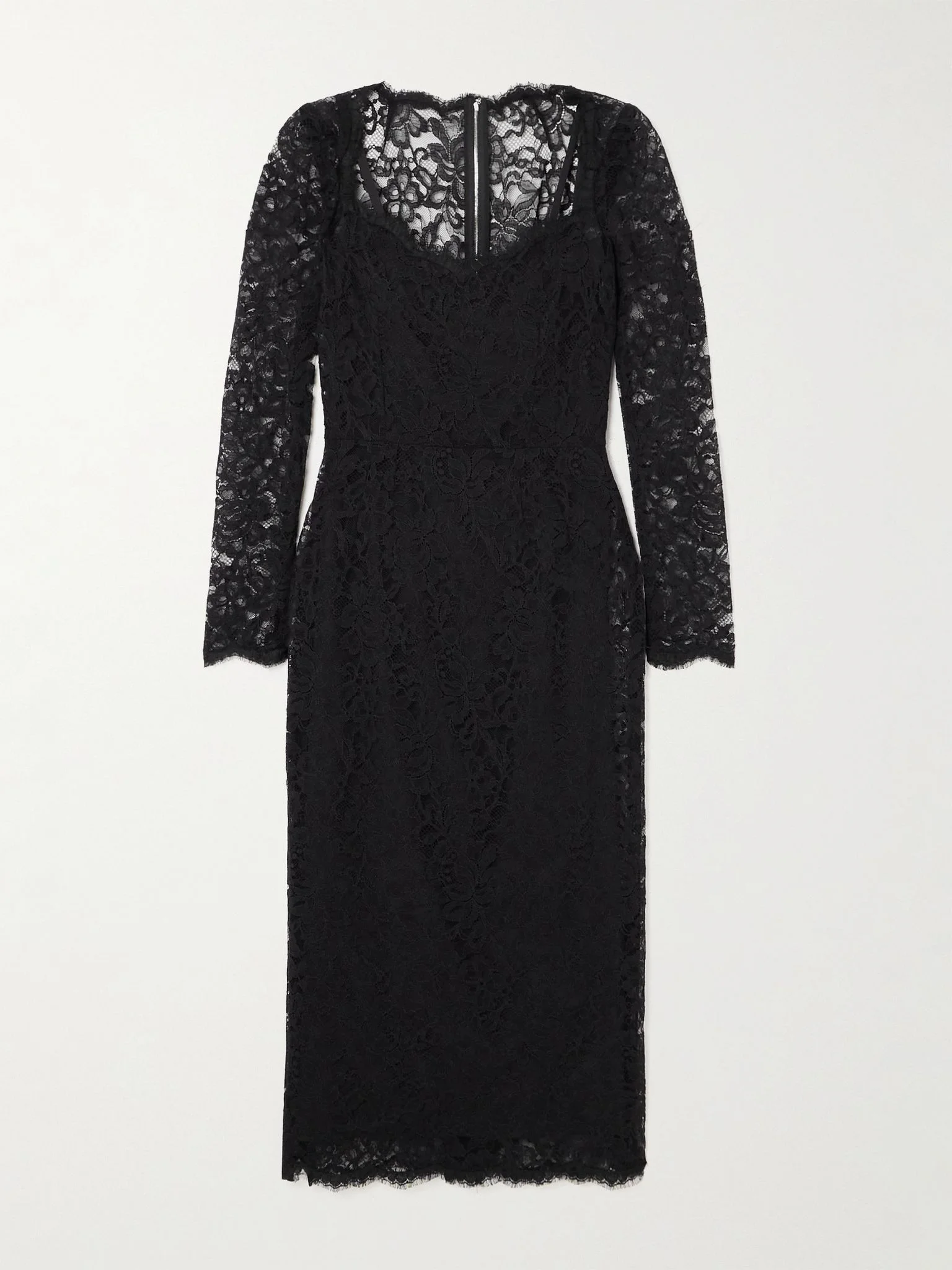 Corded lace midi dress Black - 1