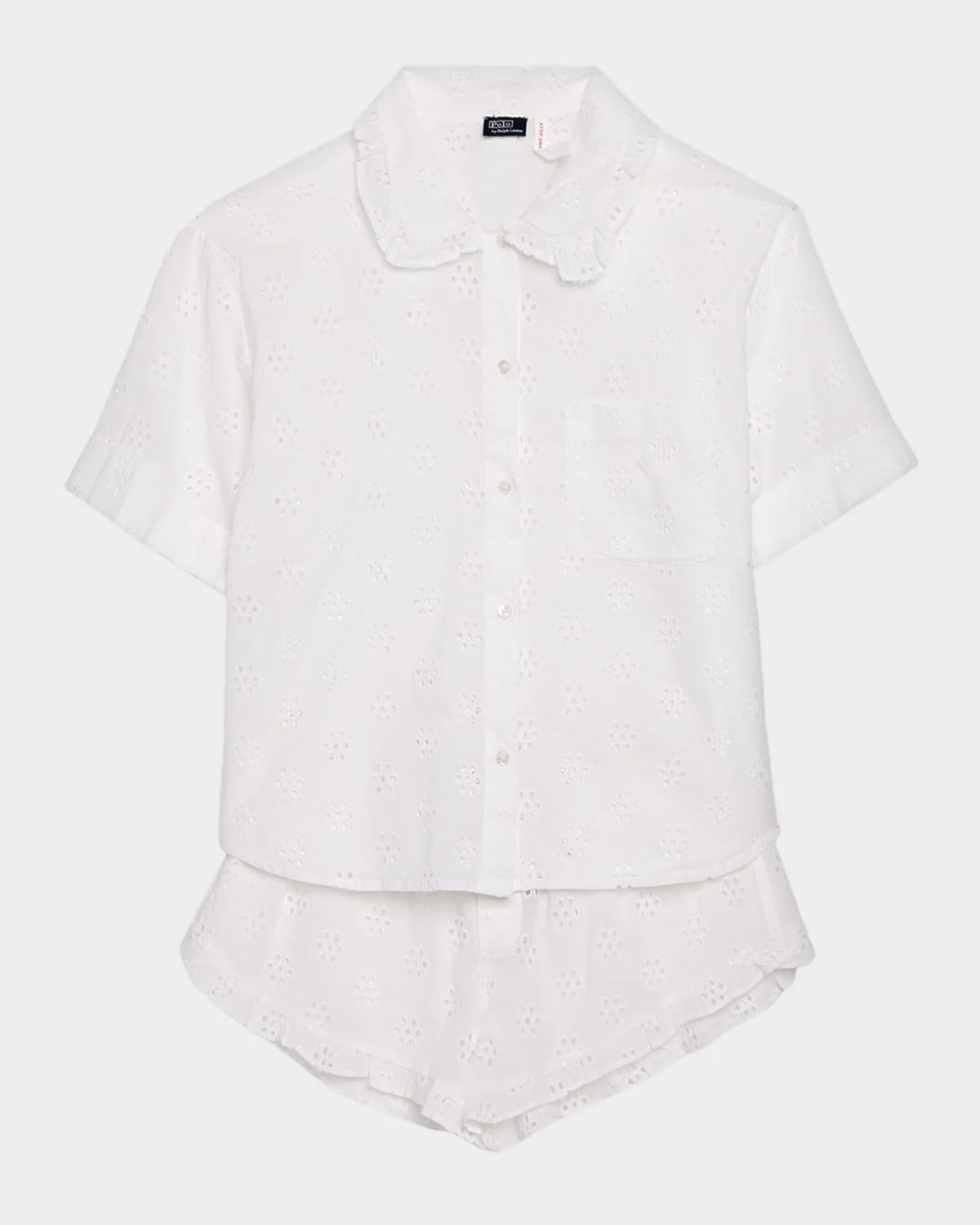 Eyelet-Embroidered Cotton Pajama Set - 1