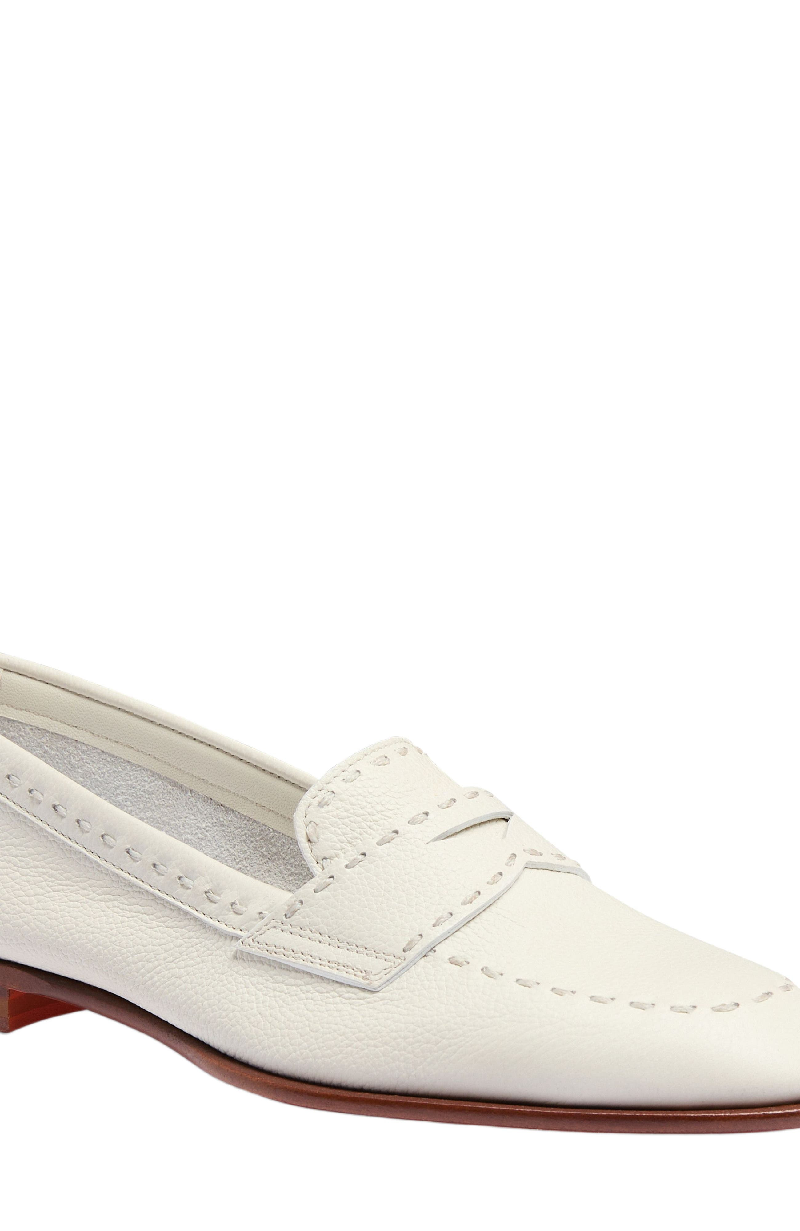 Santoni Women's tumbled leather penny loafer in White at Nordstrom - 5