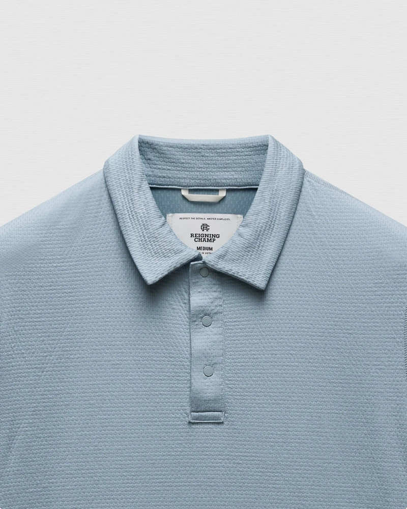 Reigning Champ Solotex Mesh Tiebreaker Standard Fit Polo Gulf outlook