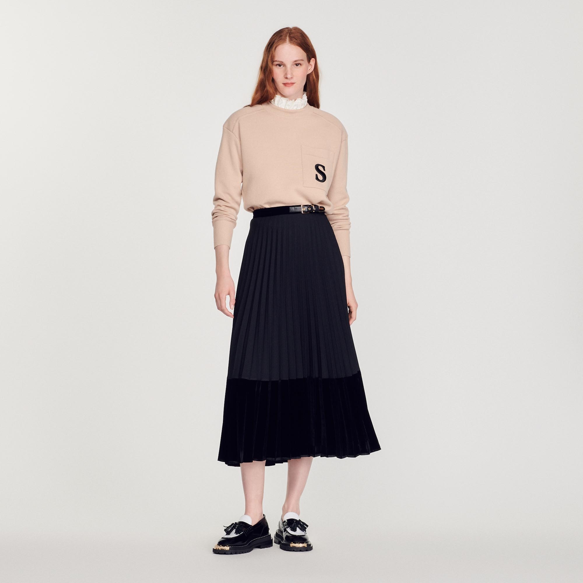 Long pleated wrapover skirt - 2