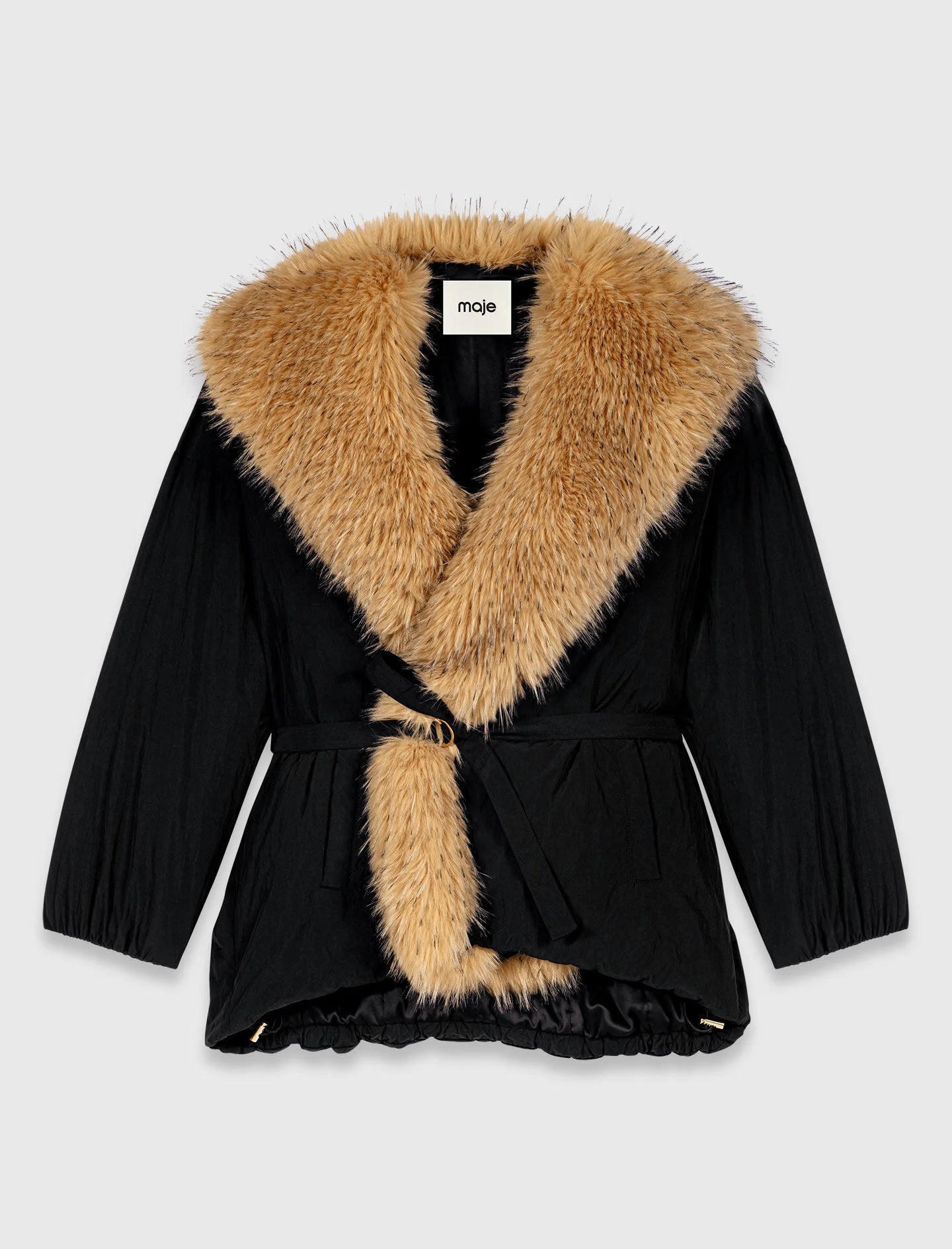 Oversized faux fur collar parka - 1