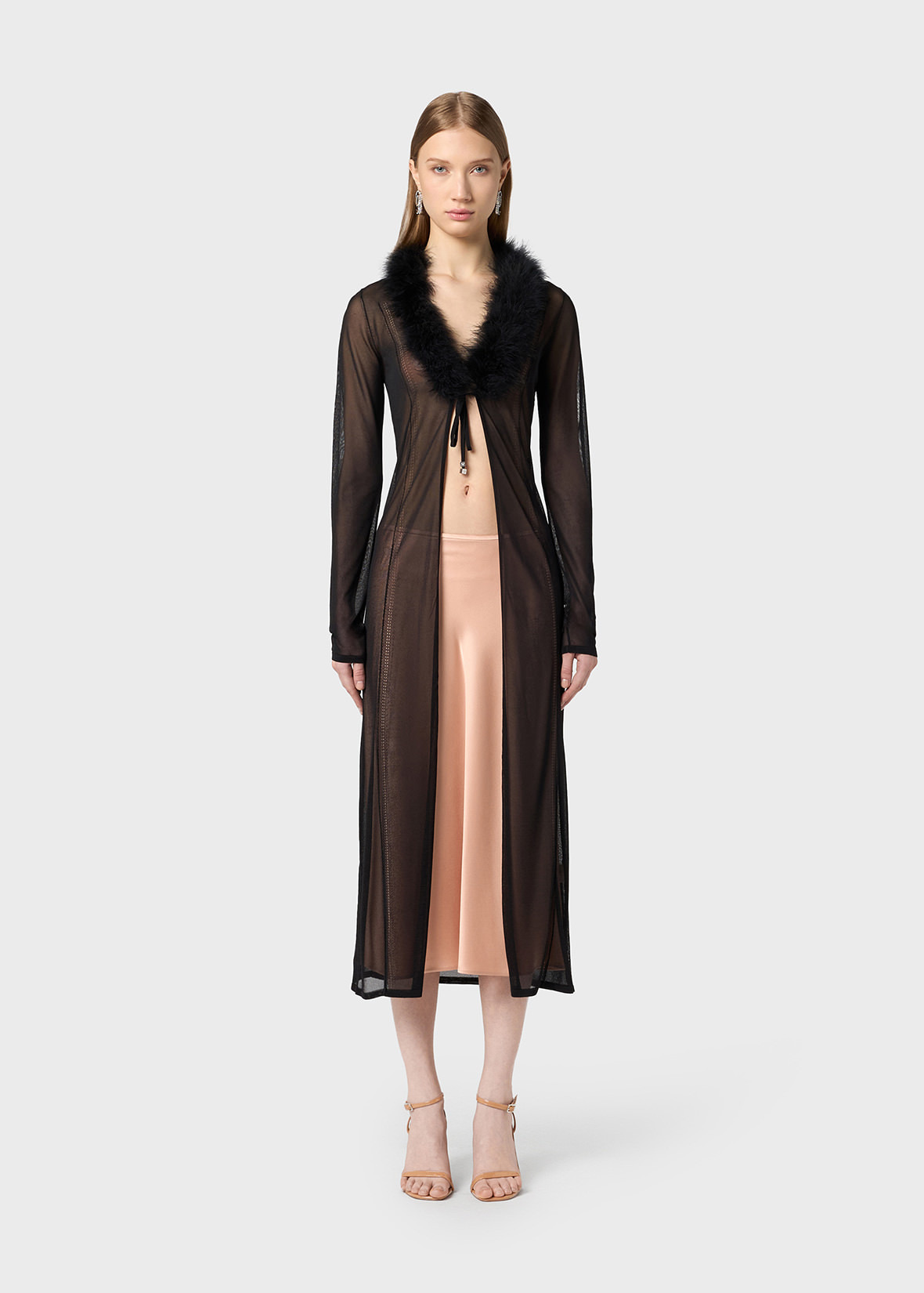 LONG CARDIGAN WITH FEATHERS - 3