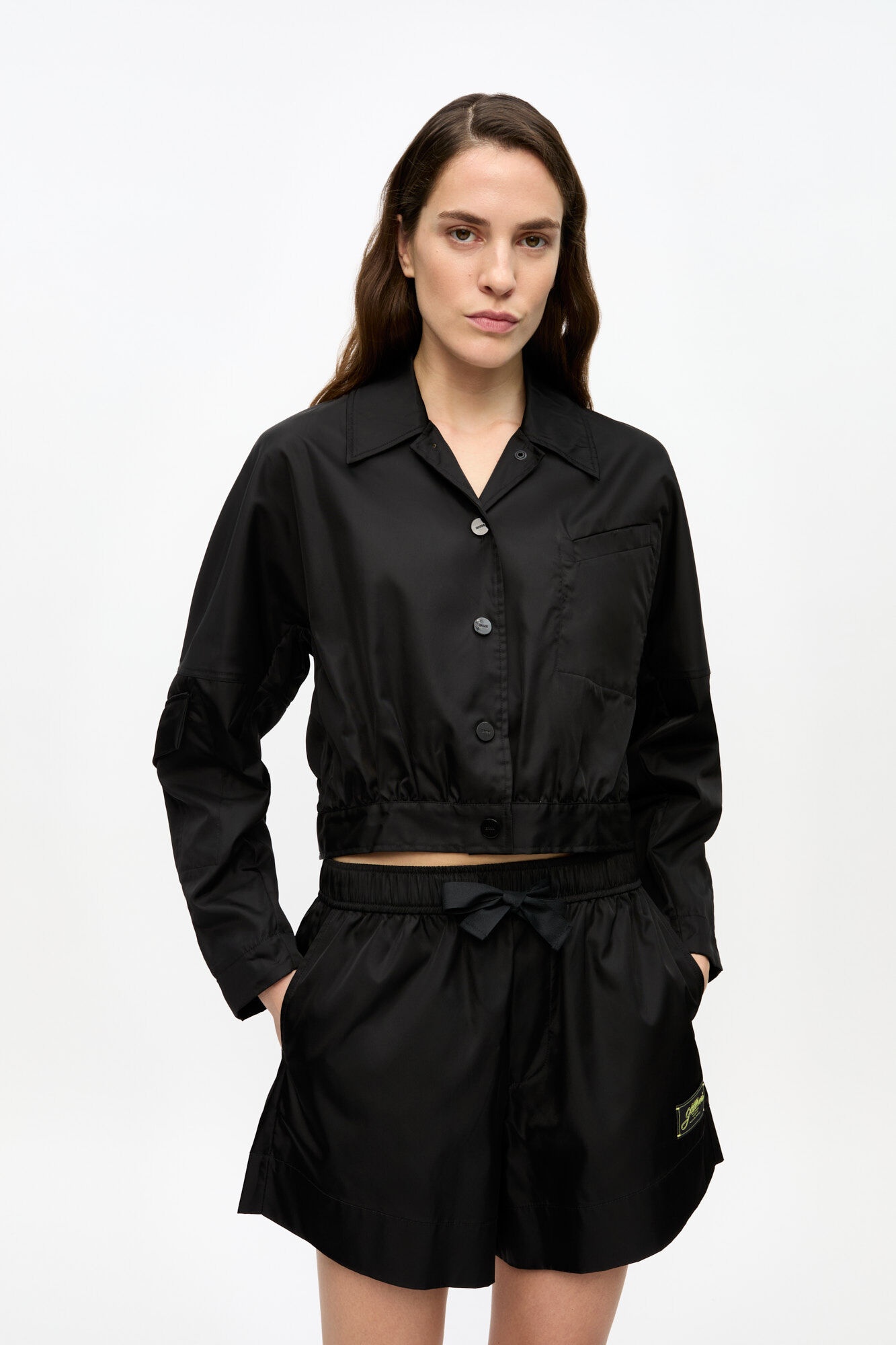 BLACK DUCHESSE NYLON CROPPED JACKET - 2