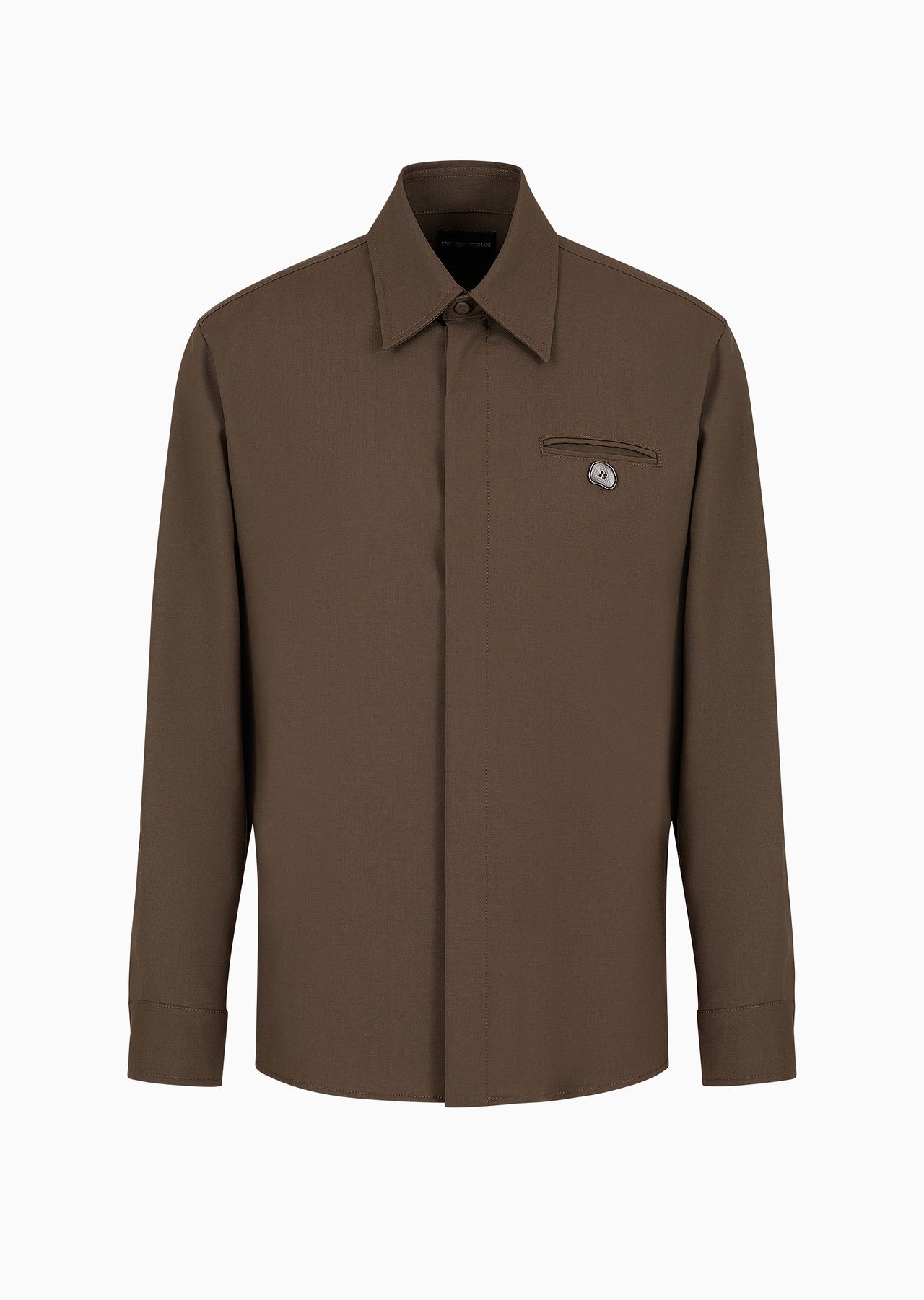 Light wool shirt with pocket and contoured button - 1