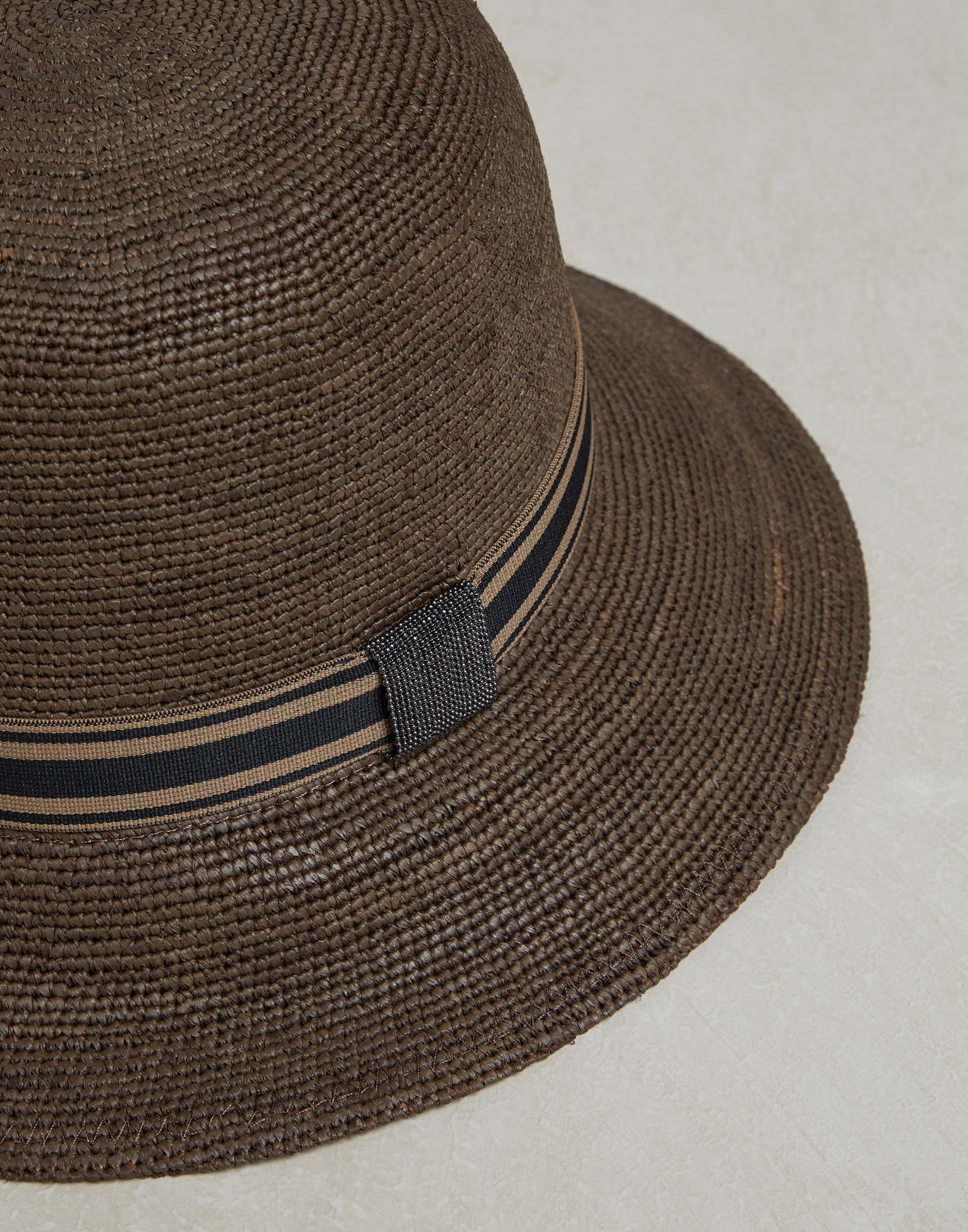 Straw hat with striped band and monile - 2