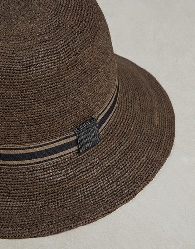 Brunello Cucinelli Straw hat with striped band and monile outlook