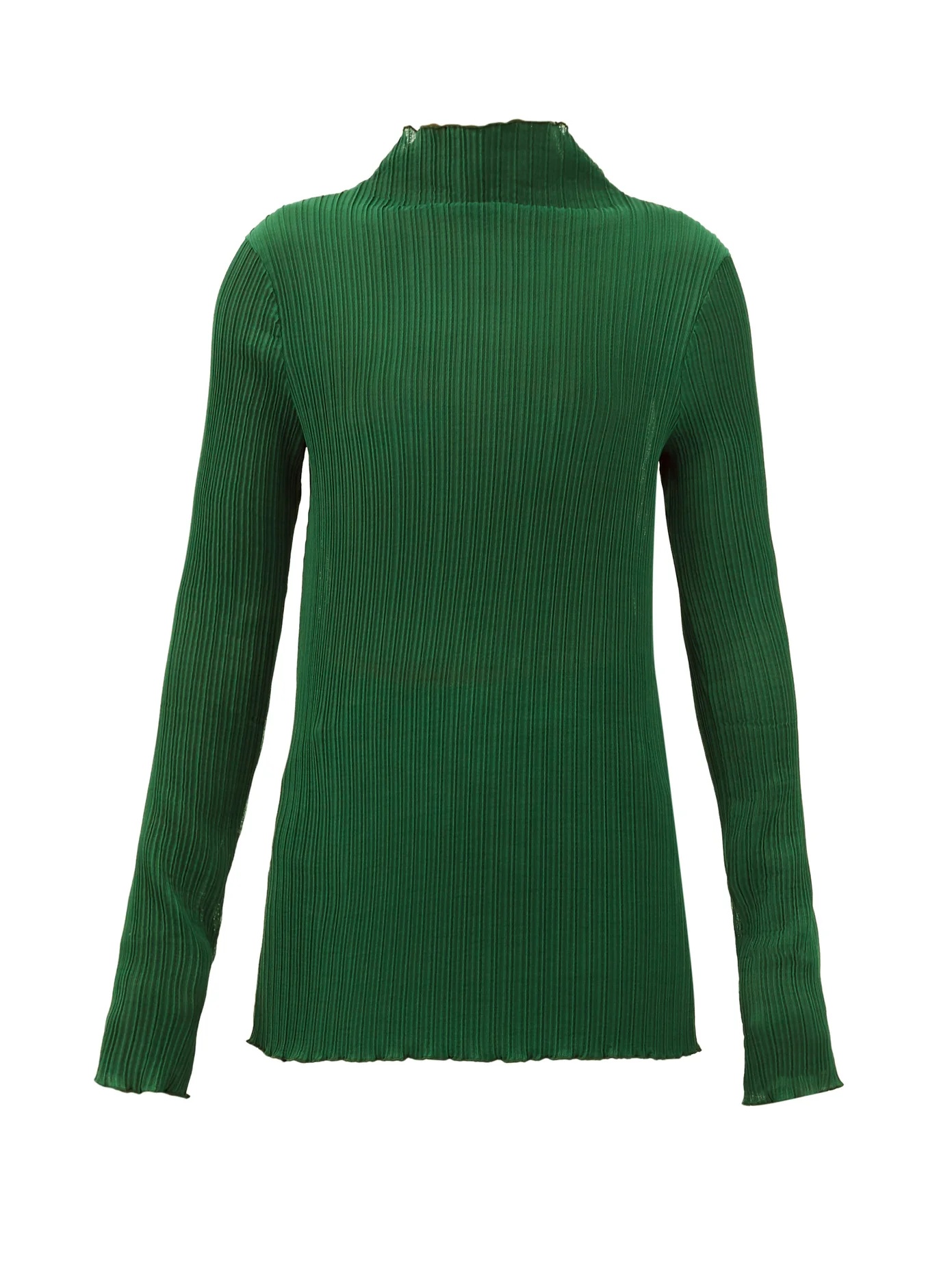 Mock-neck pleated jersey top - 1