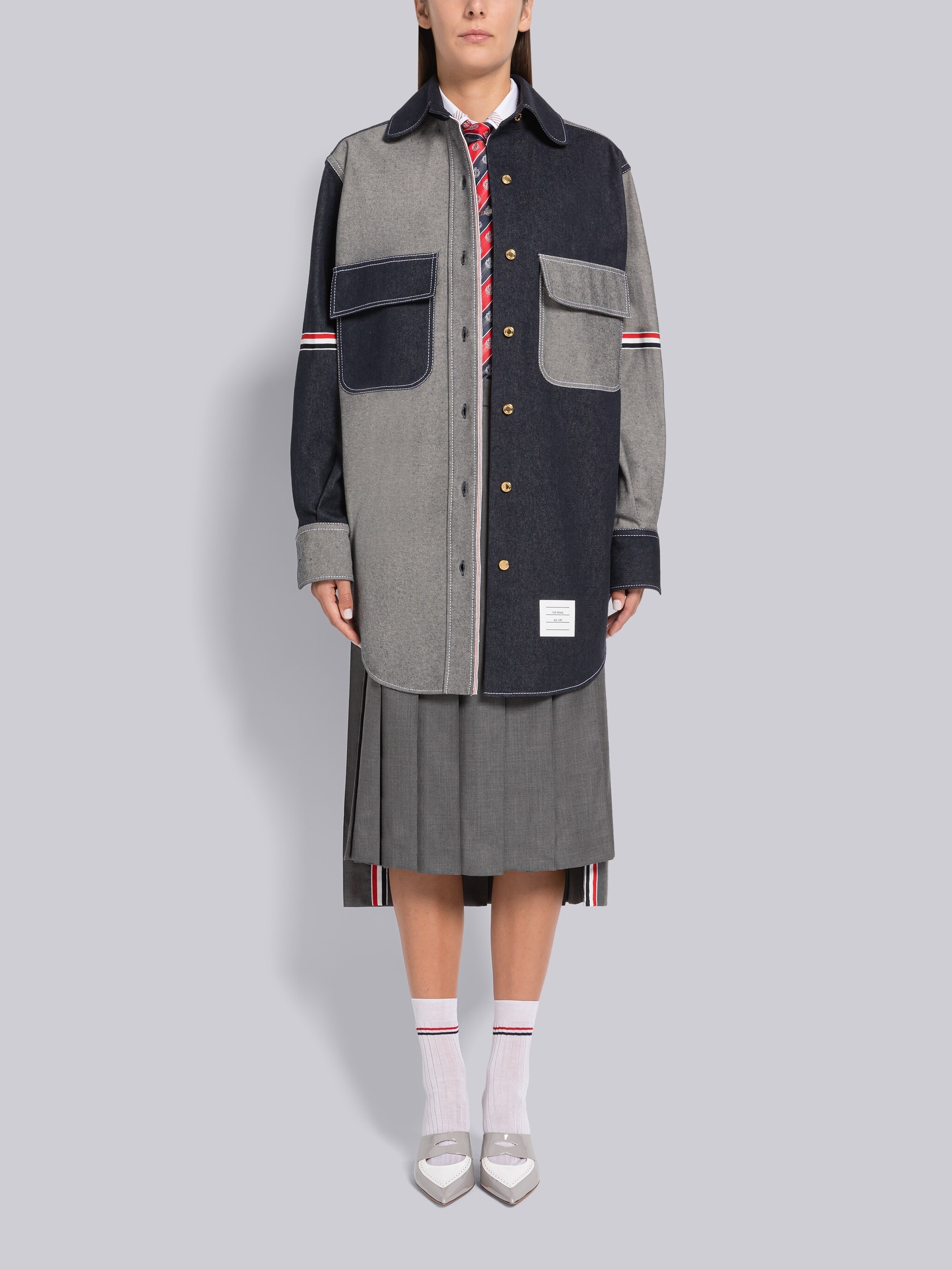 Selvedge Denim Armband Supersized Mini Shirtdress - 4