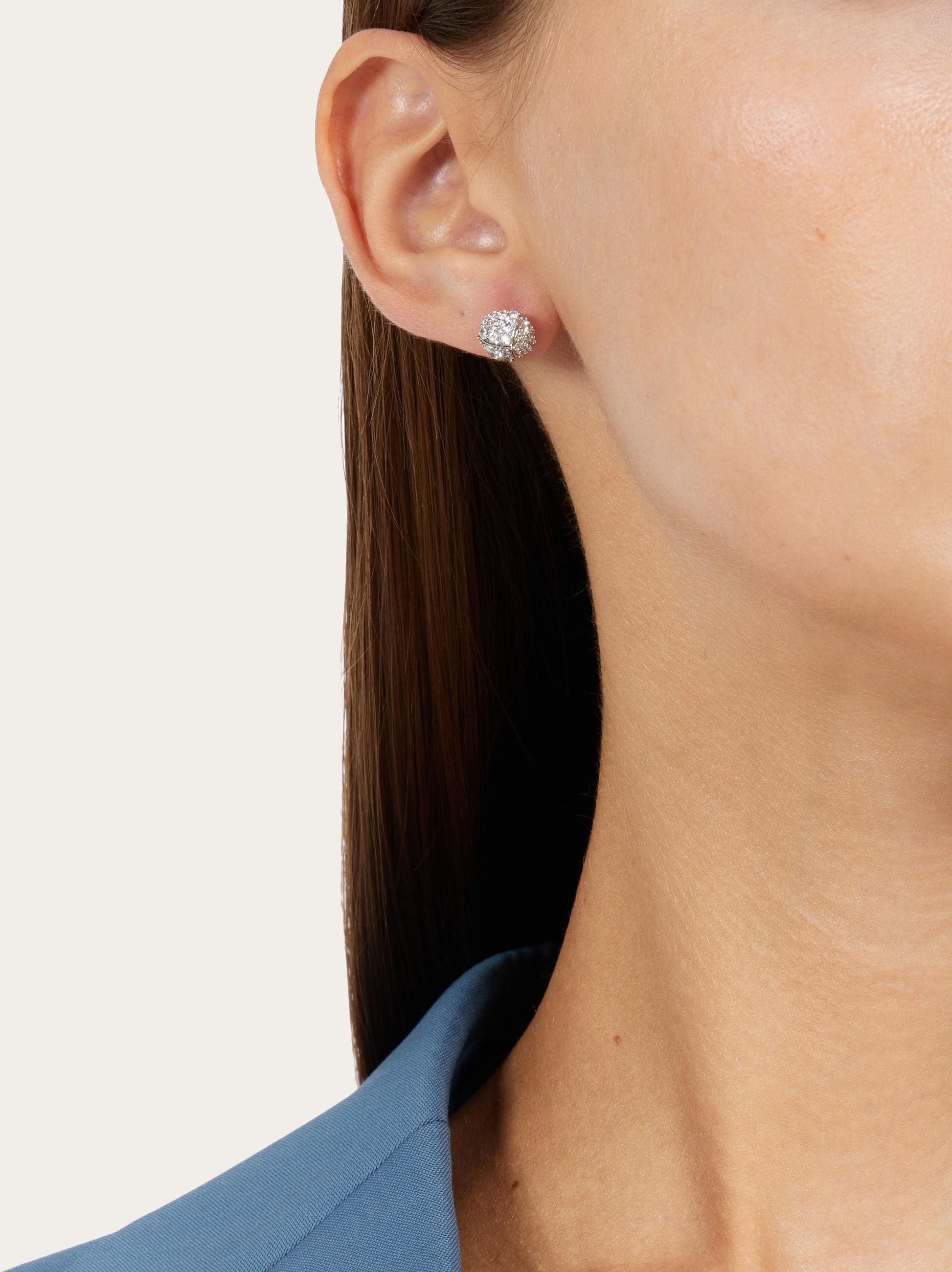 Pine cone earrings with rhinestones (S) - 4