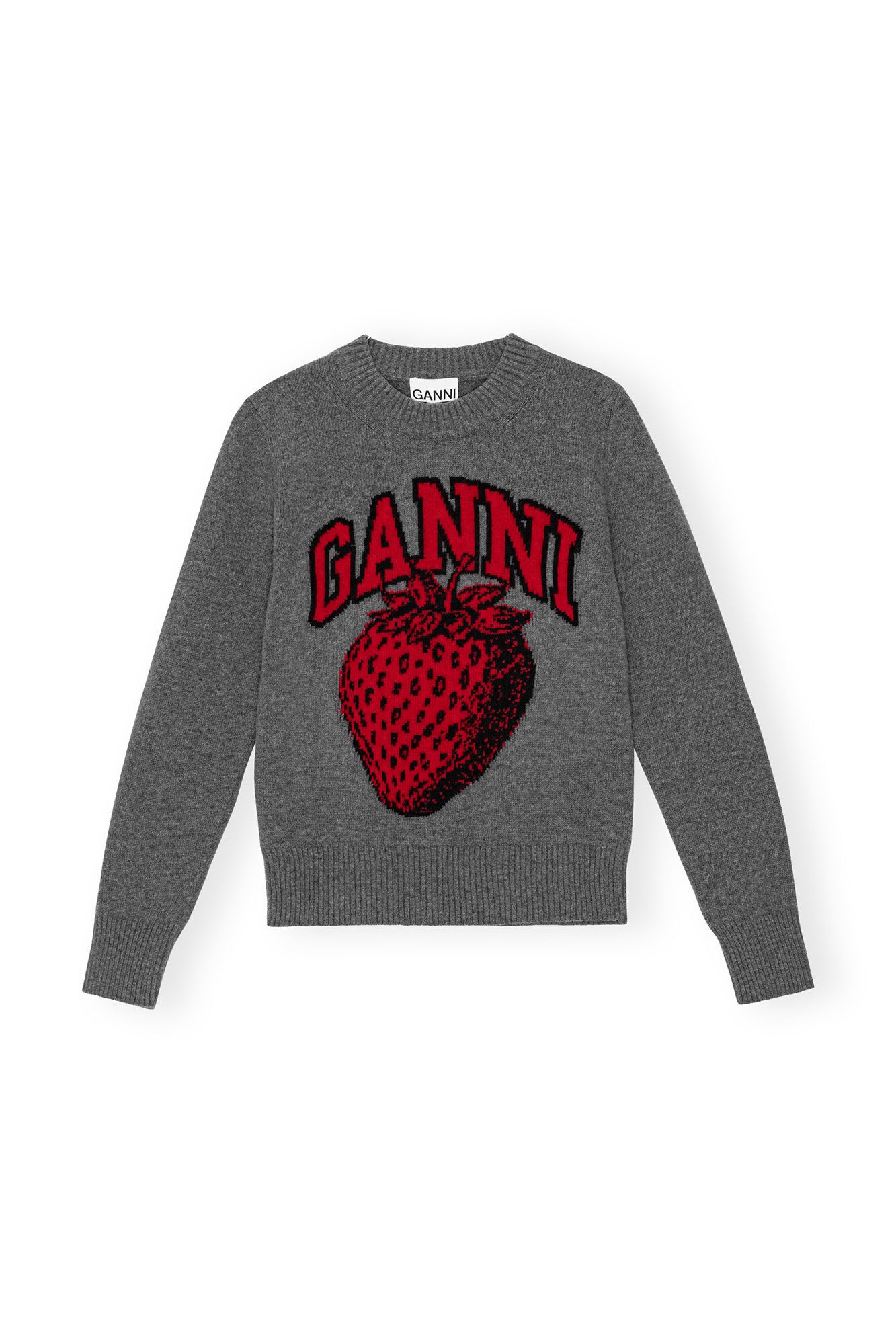 GRAPHIC STRAWBERRY O-NECK PULLOVER - 1