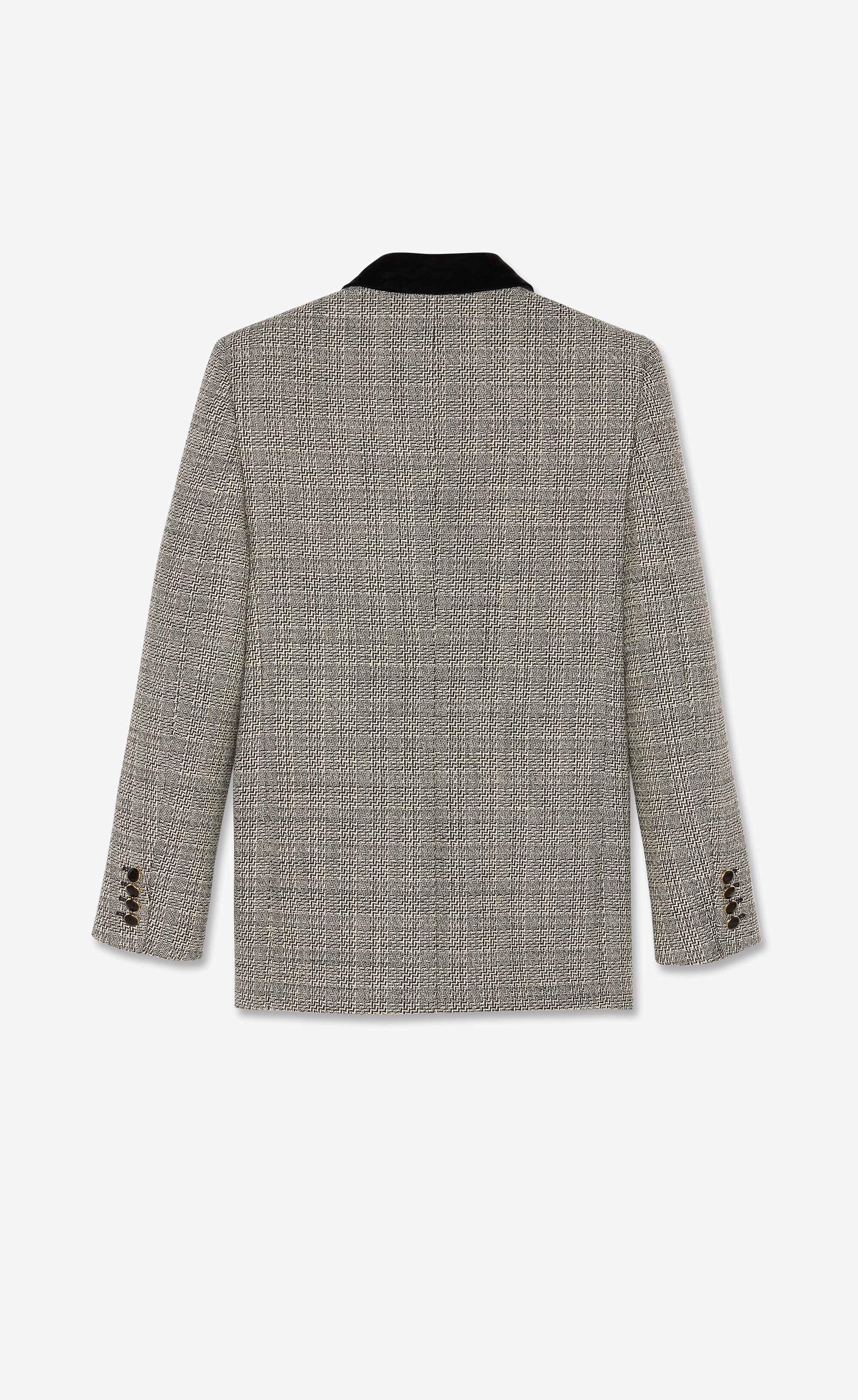 square-cut long jacket in deconstructed prince of wales wool check - 6