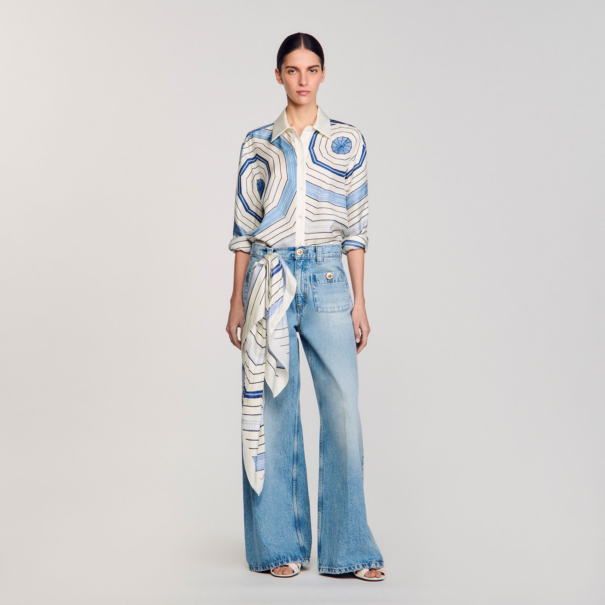 SPIRAL-MOTIF SILK SHIRT - 1