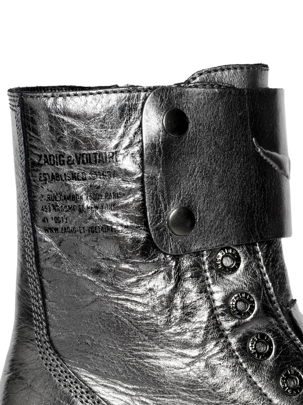 Joe Fast metallic-effect leather combat boots - 5
