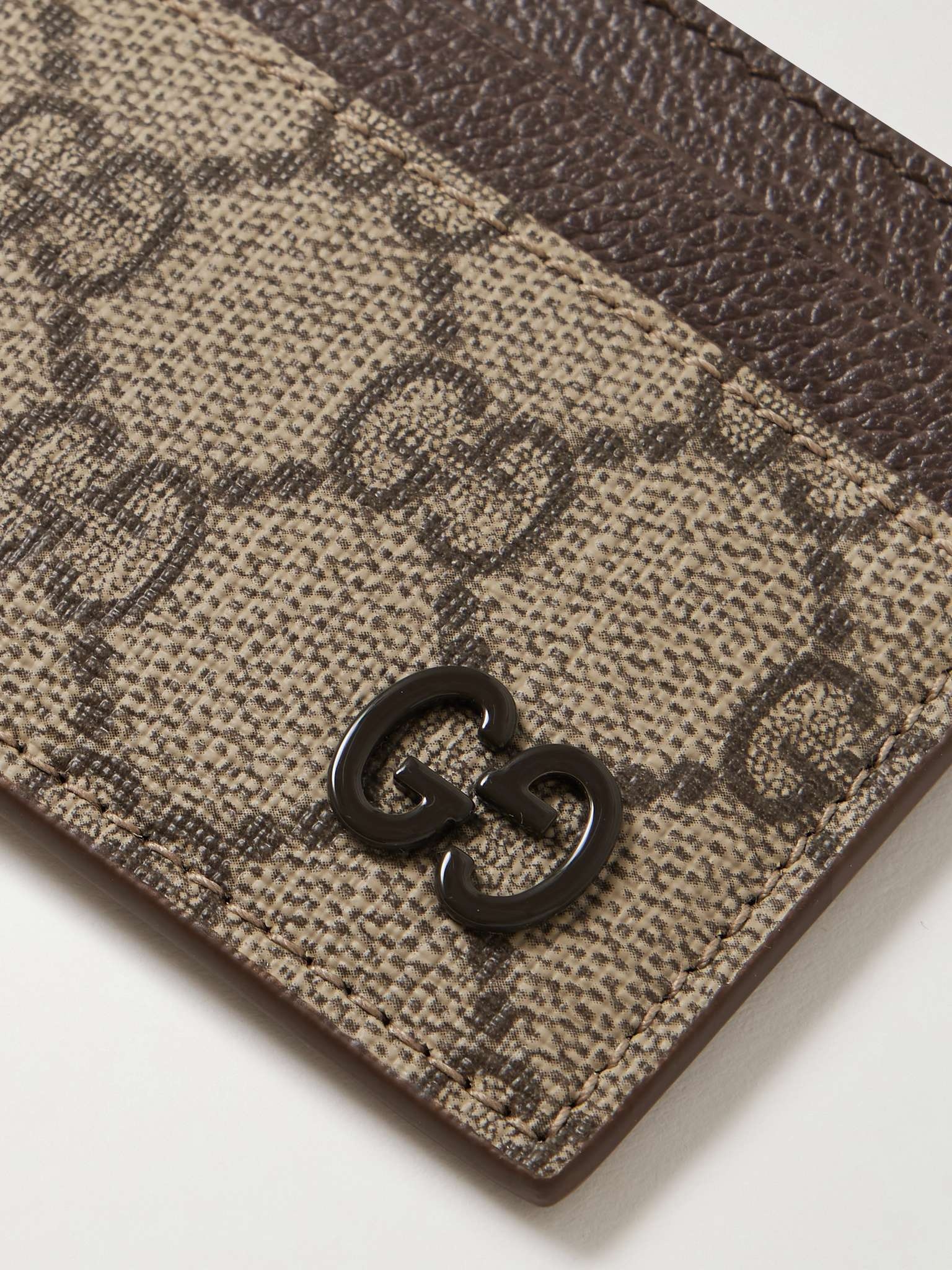 GG Supreme Monogrammed Coated-Canvas and Pebble-Grain Leather Cardholder - 3