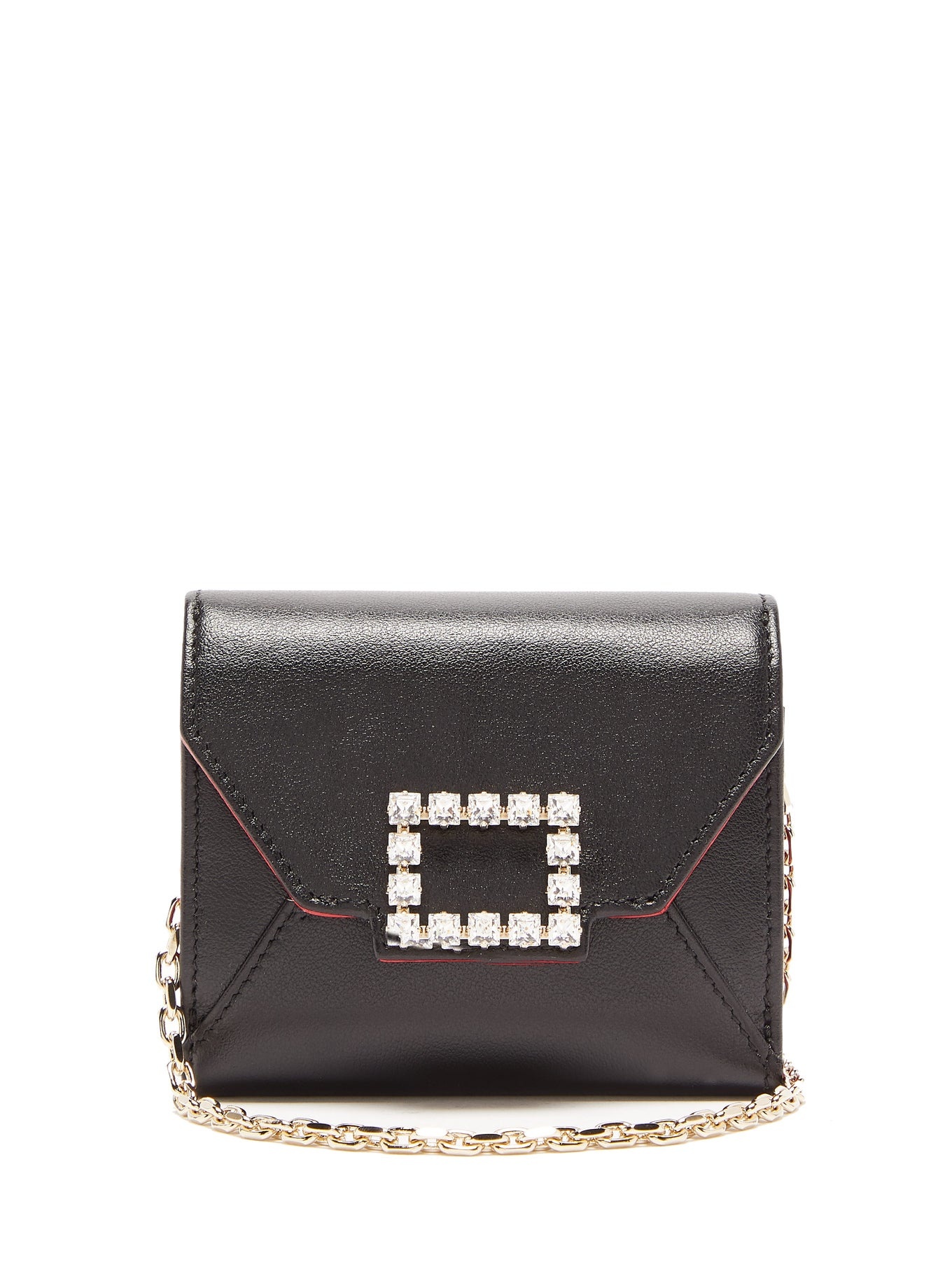 Très Vivier small crystal-embellished leather bag - 1