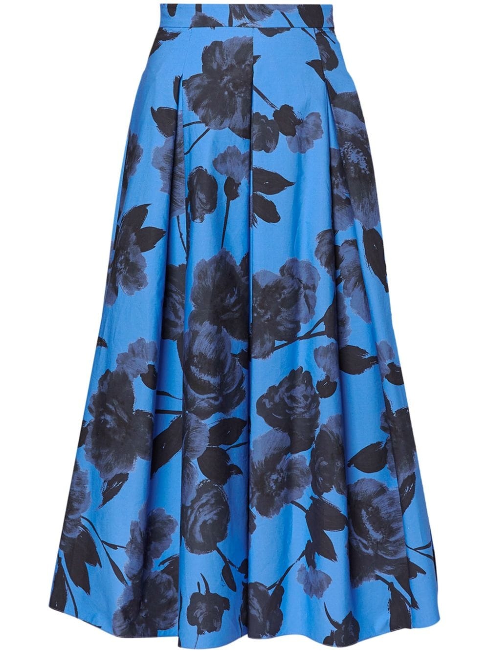 floral-print pleated poplin skirt - 1