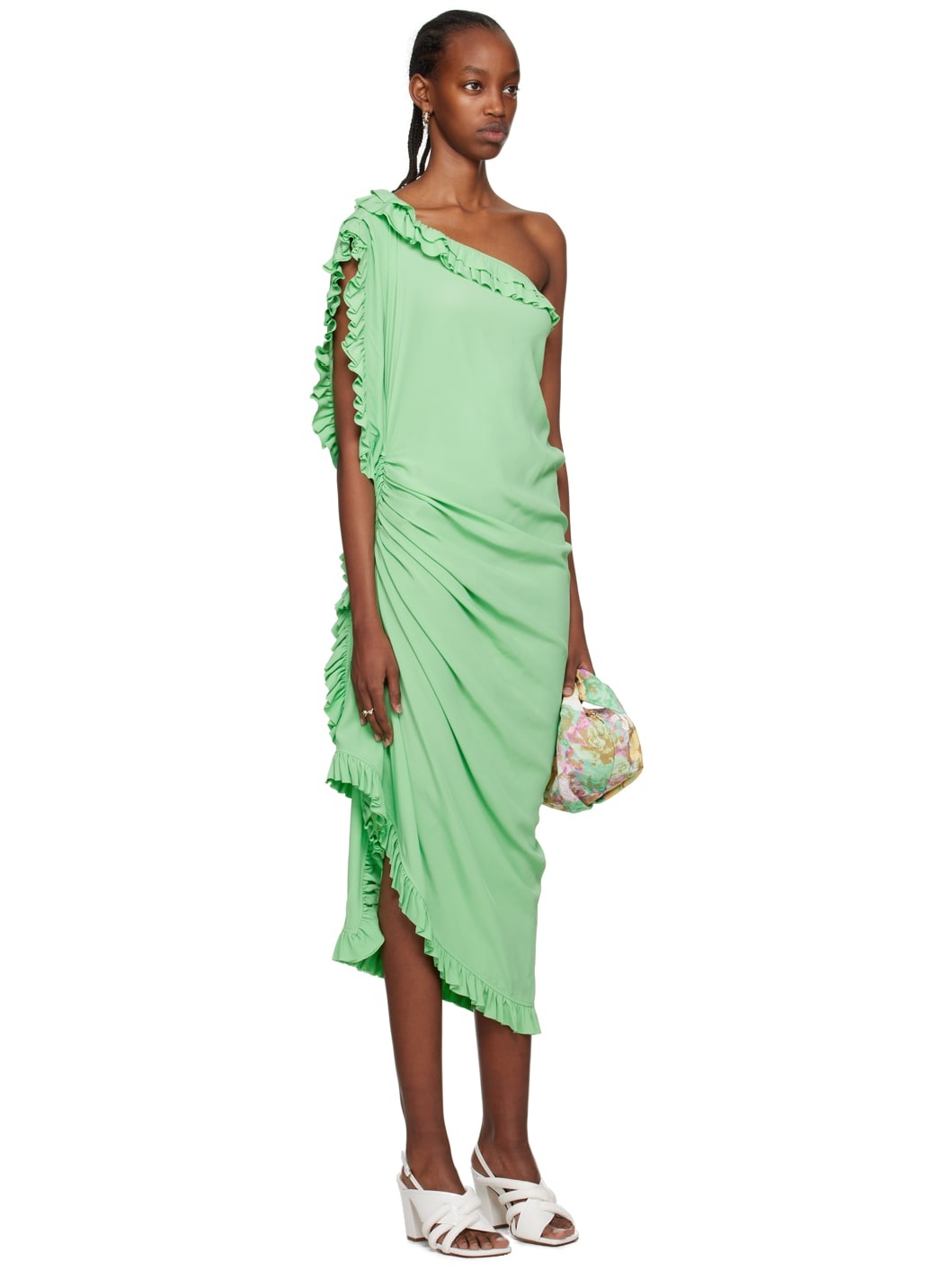 Green Ruffled Midi Dress - 2