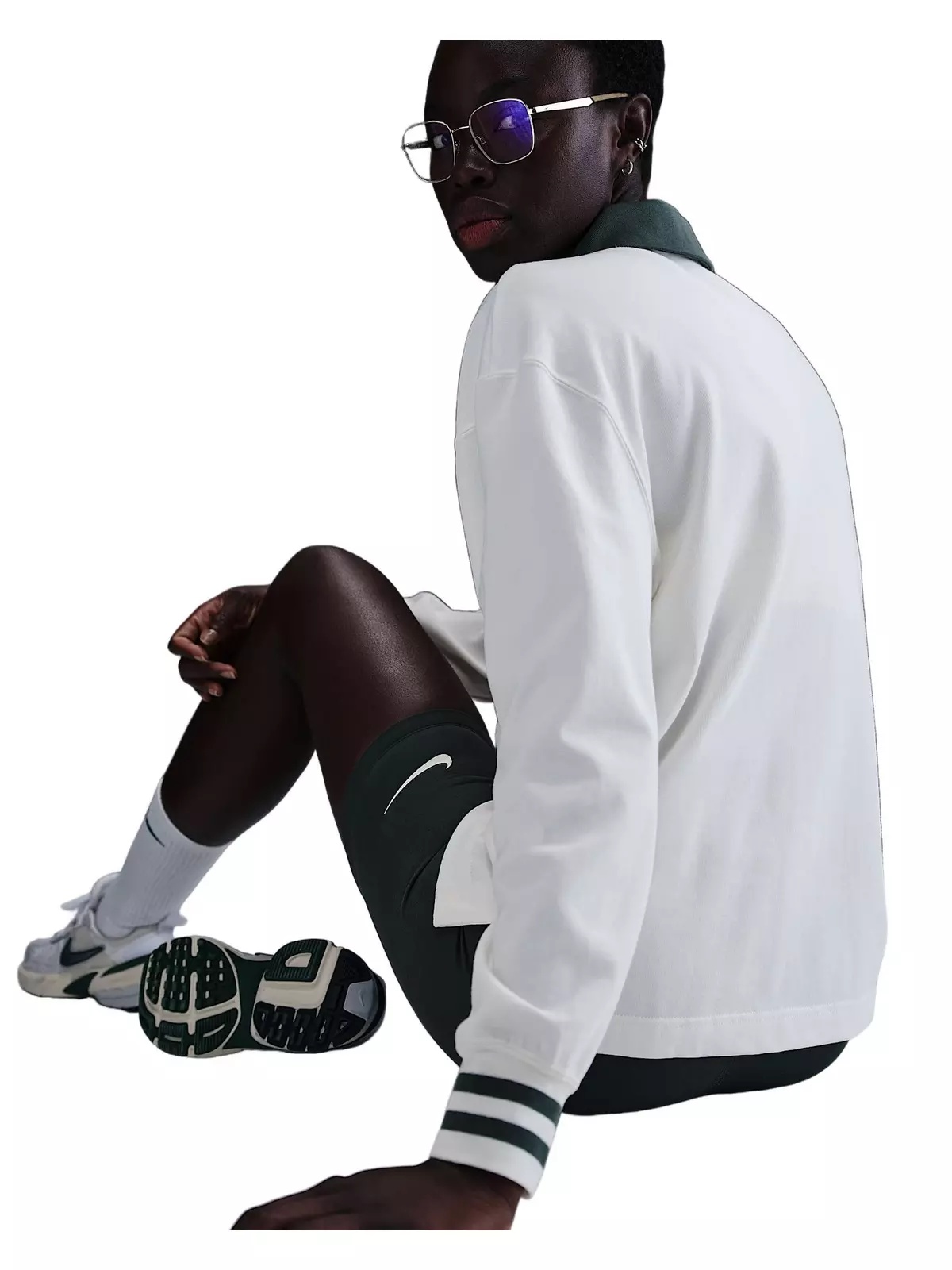 Women's Sportswear Essential Oversized Long-Sleeve Polo - White - 2