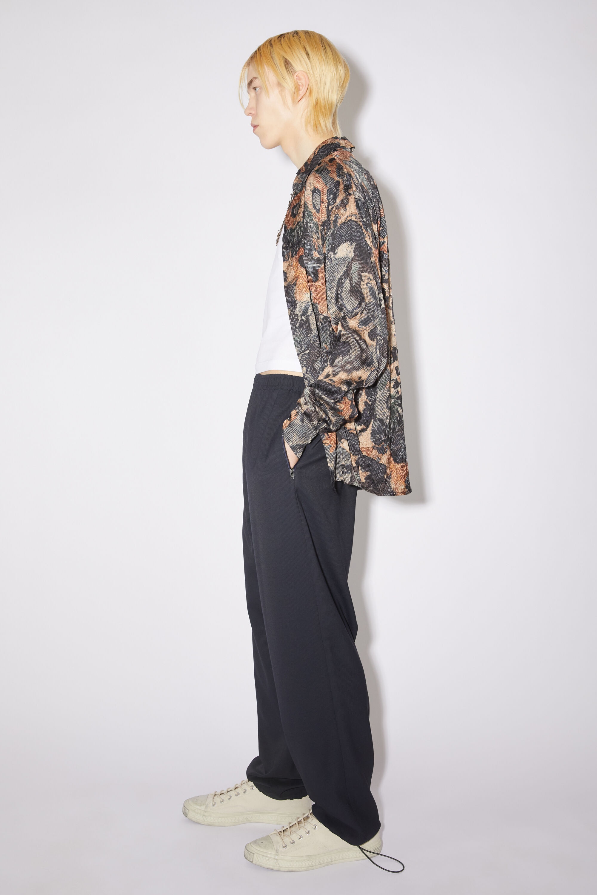 Jacquard trousers - Navy - 4