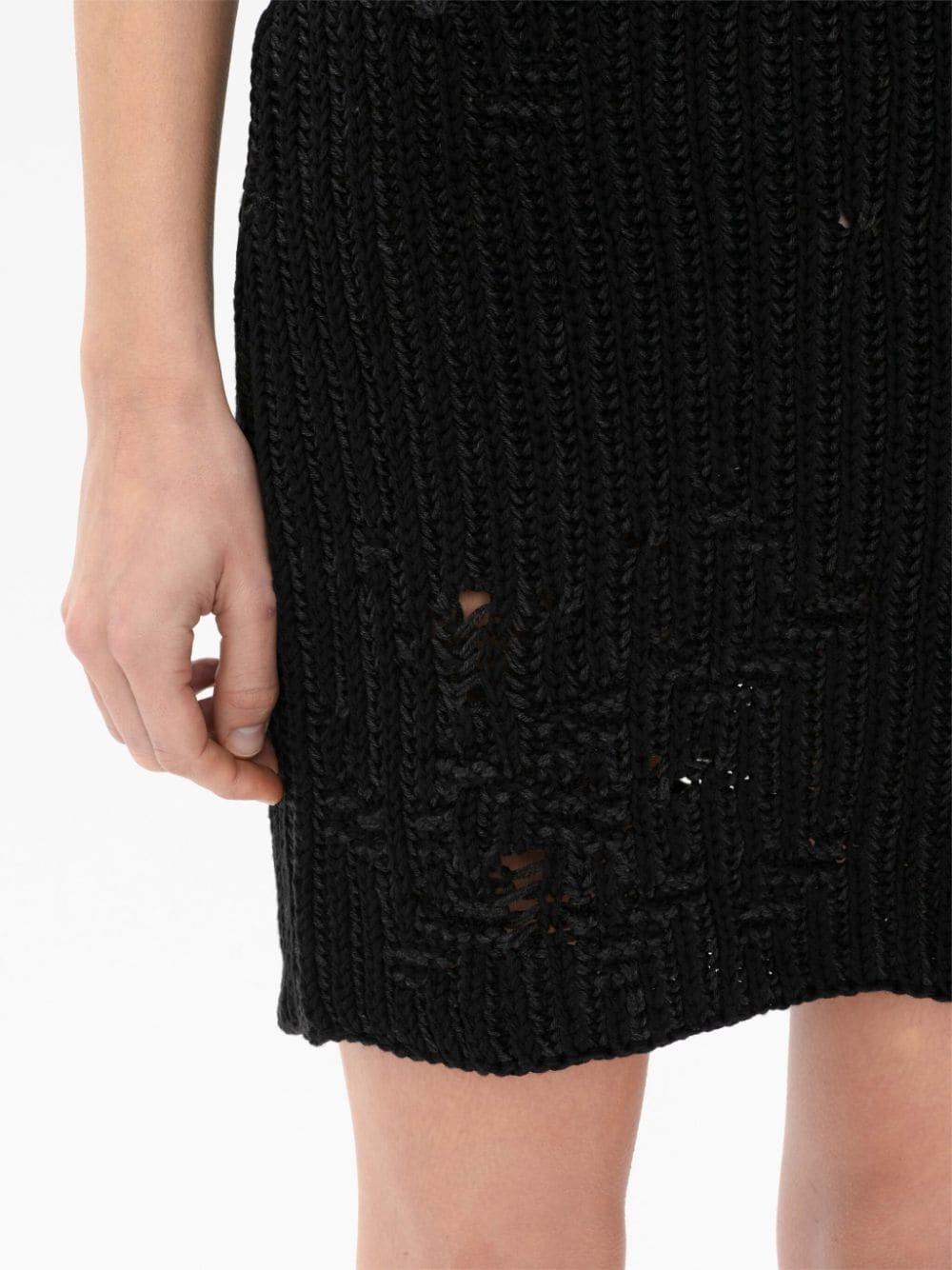 distressed knitted mini skirt - 5