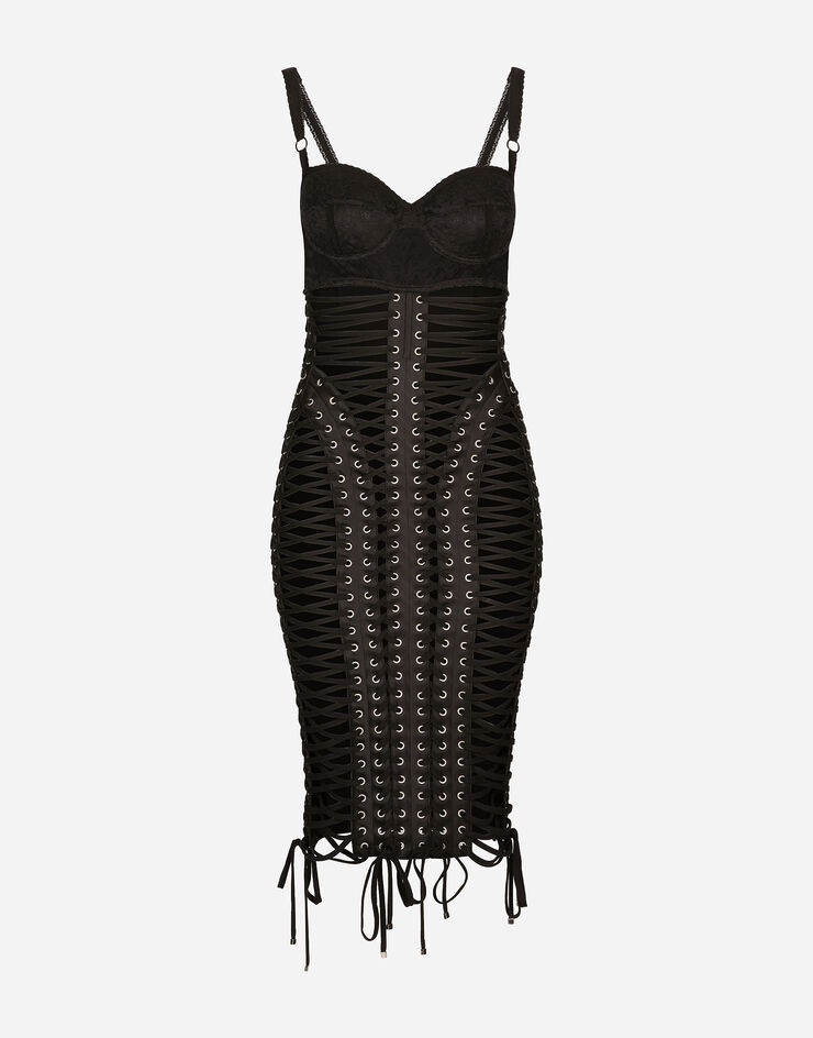 Midi dress with eyelets and lacing - 1