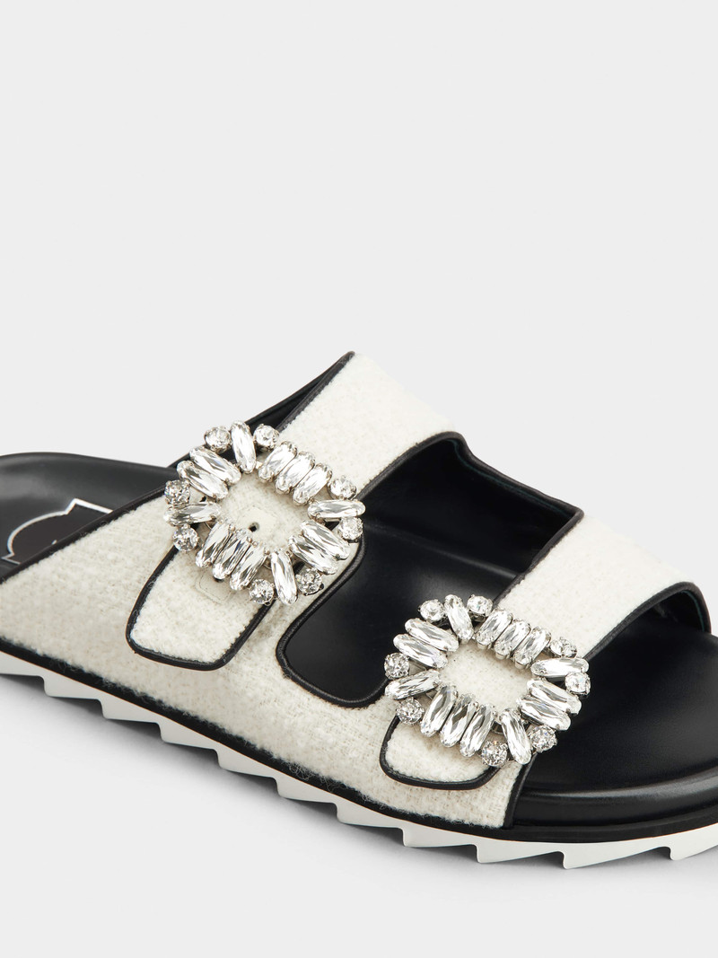 Slidy Viv' Strass Buckle Mules in Fabric 3