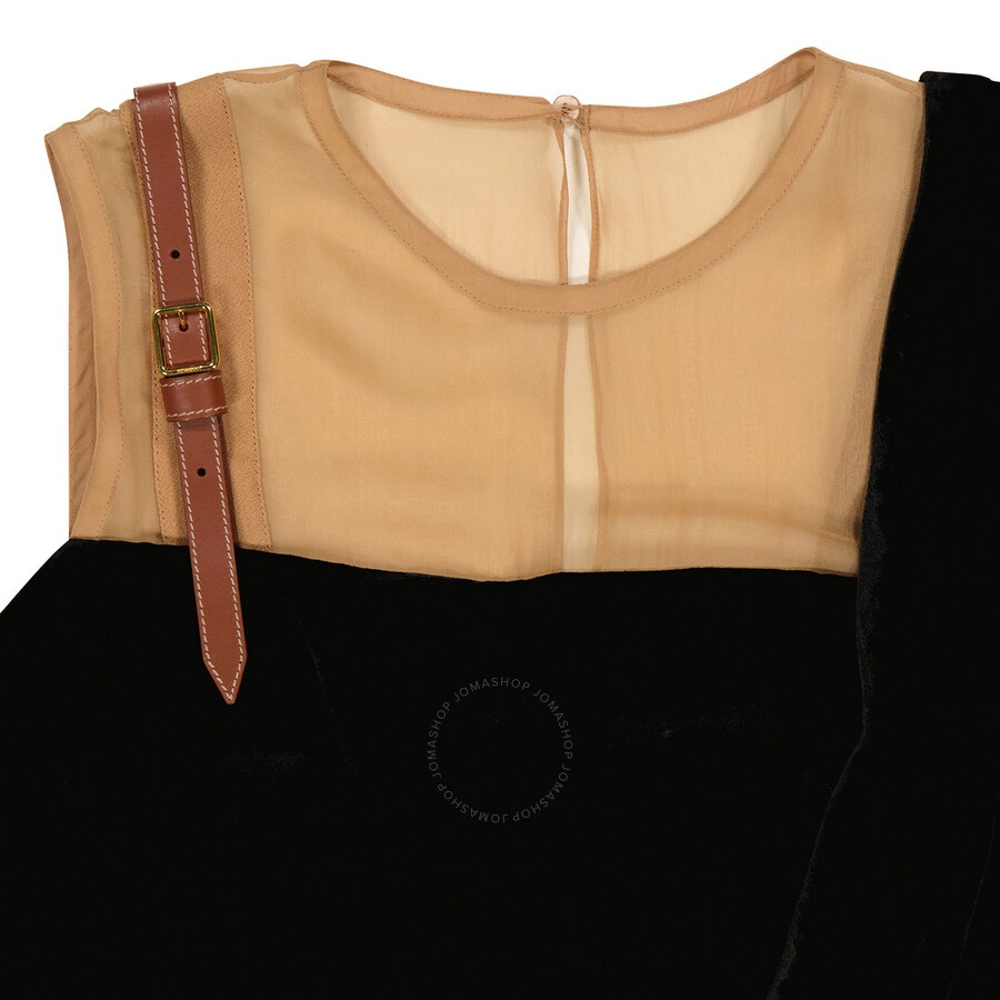 Burberry Silk And Velvet Strap Detail Dress - 8
