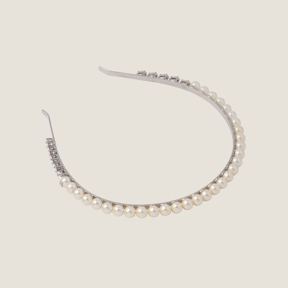 Metal headband with pearls and crystals - 2