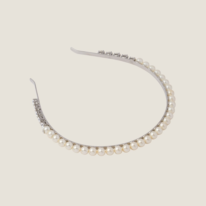 Miu Miu Metal headband with pearls and crystals outlook
