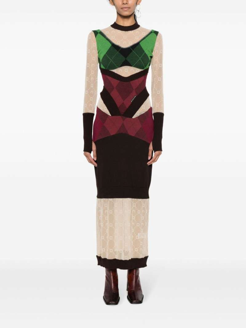 Marine Serre Regenerated lozenge-knit midi dress outlook