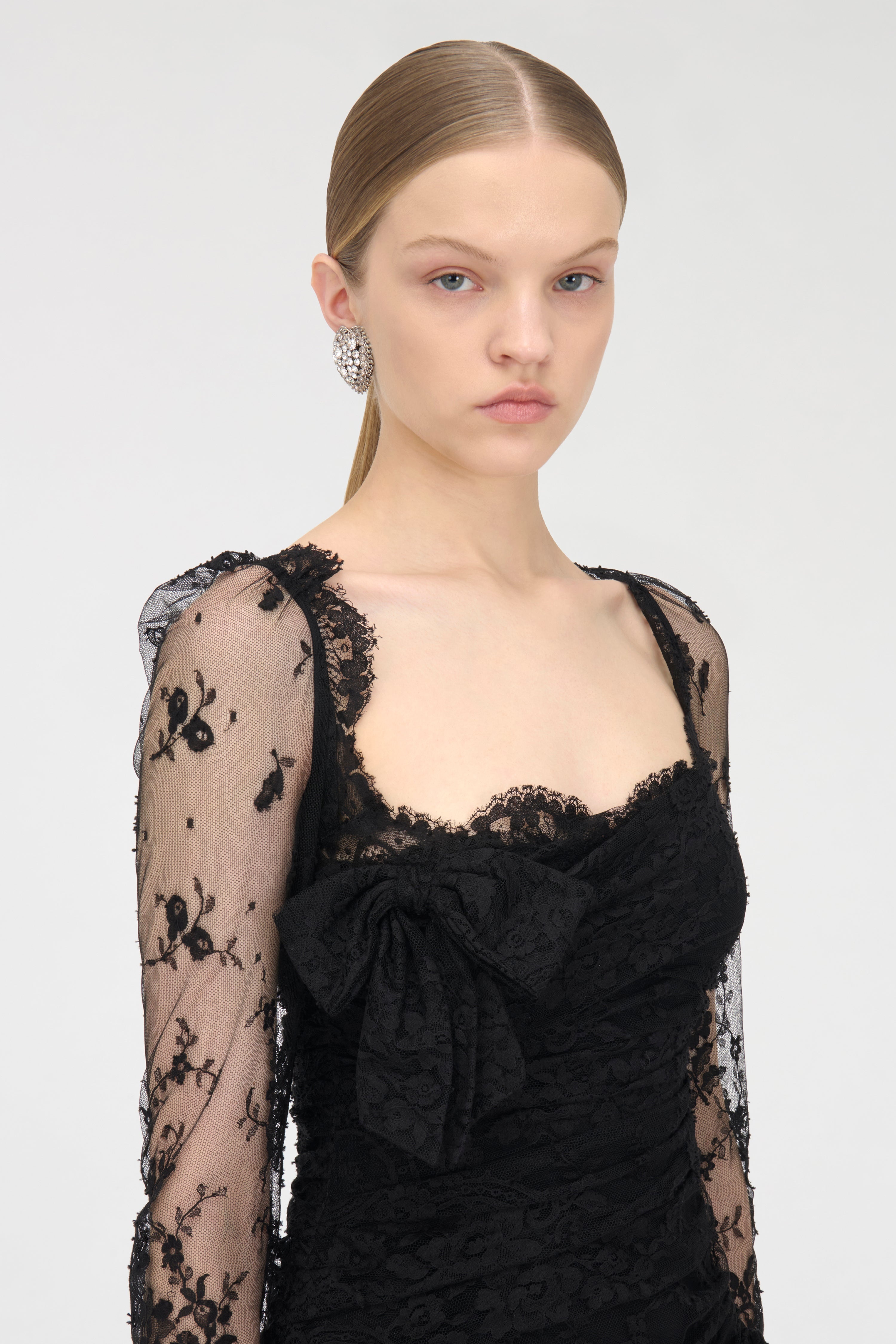 LACE DRAPED MINI DRESS - 6