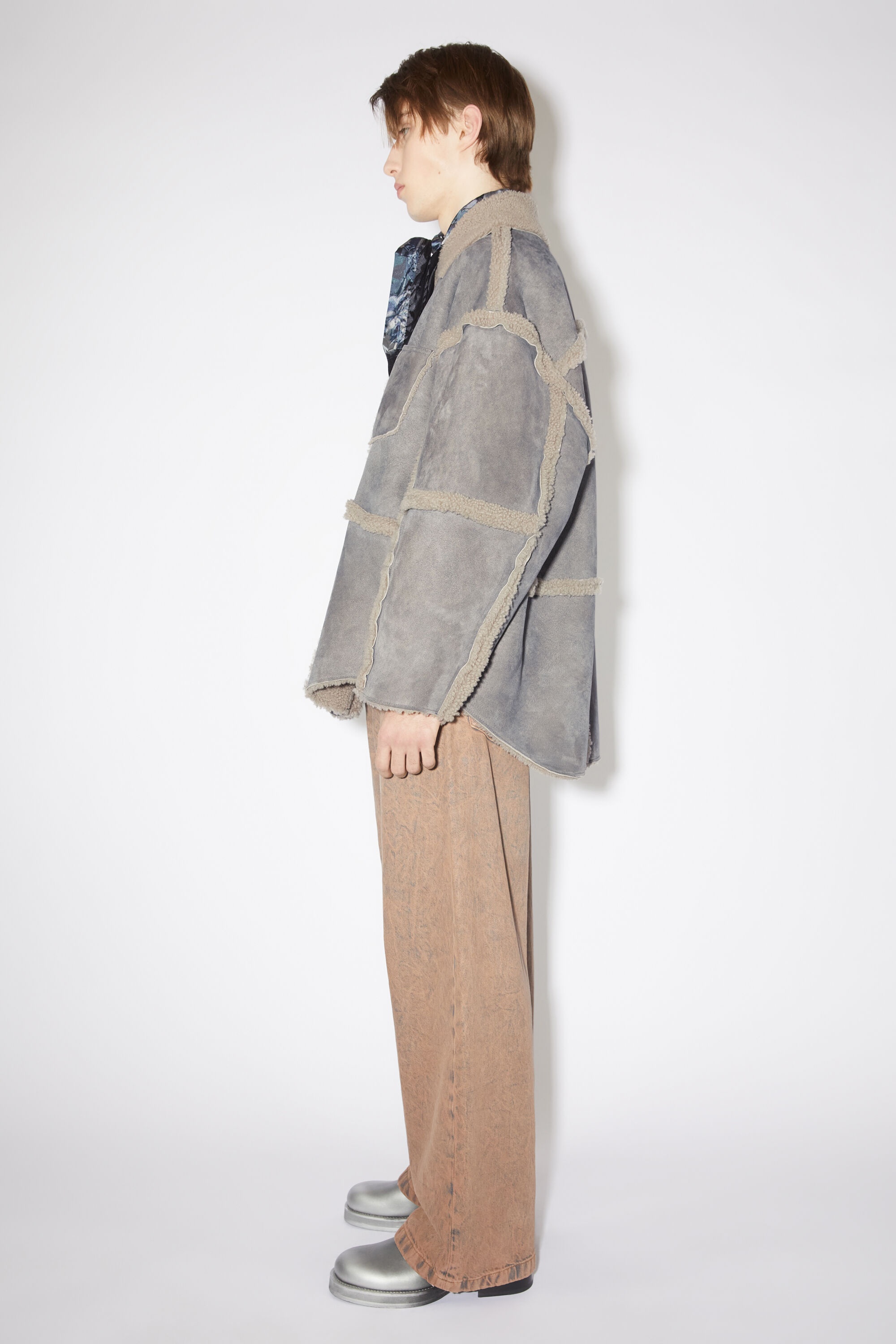 Shearling jacket - Taupe grey - 4
