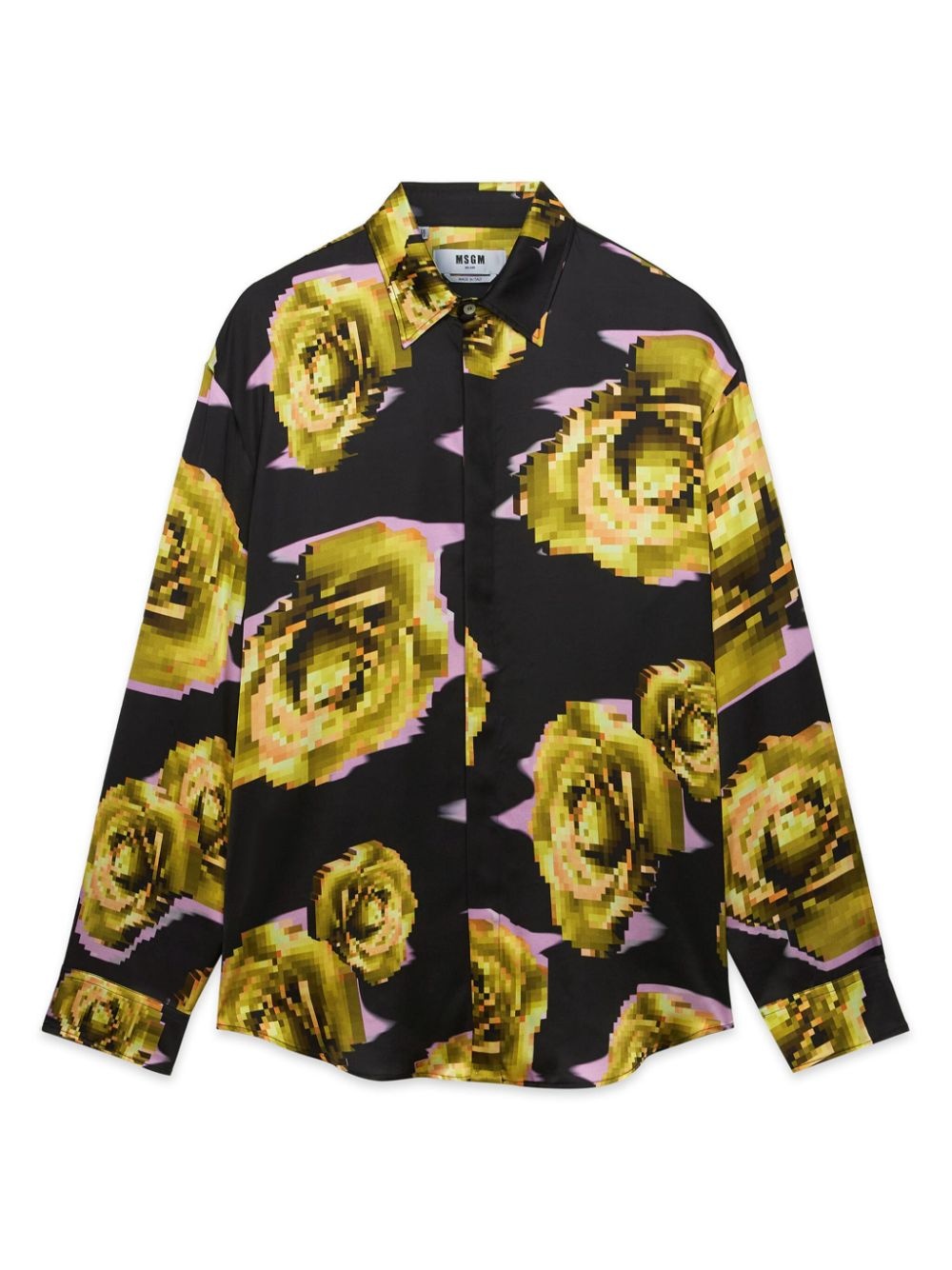 pixelated rose print shirt - 6