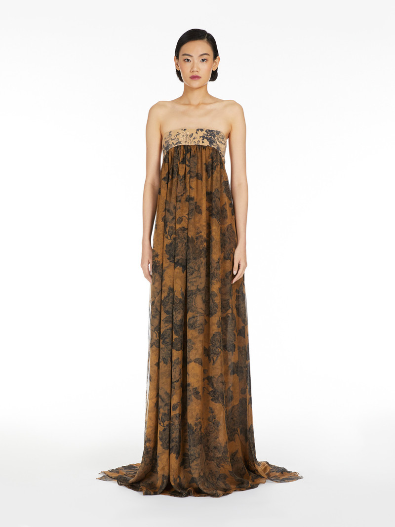 ACQUA1234 Patterned chiffon bustier dress 3