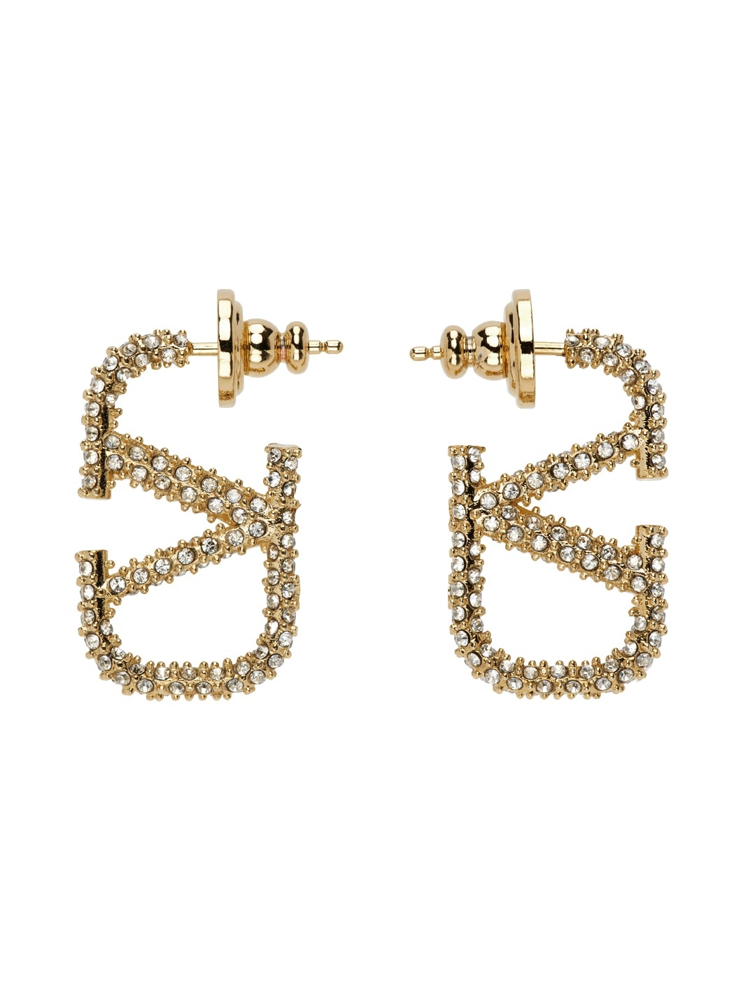 Gold Crystal VLogo Earrings - 1